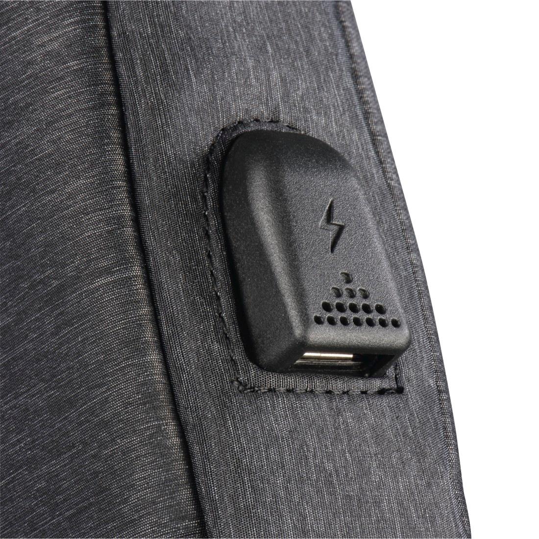 Hama Laptoptasche »Notebook Tasche bis 44cm (17,3"), Farbe Schwarz, modisches Design«, Mit Tabletfach, Vordertaschen, Organizerstruktur, Trolleyband,USB-Port