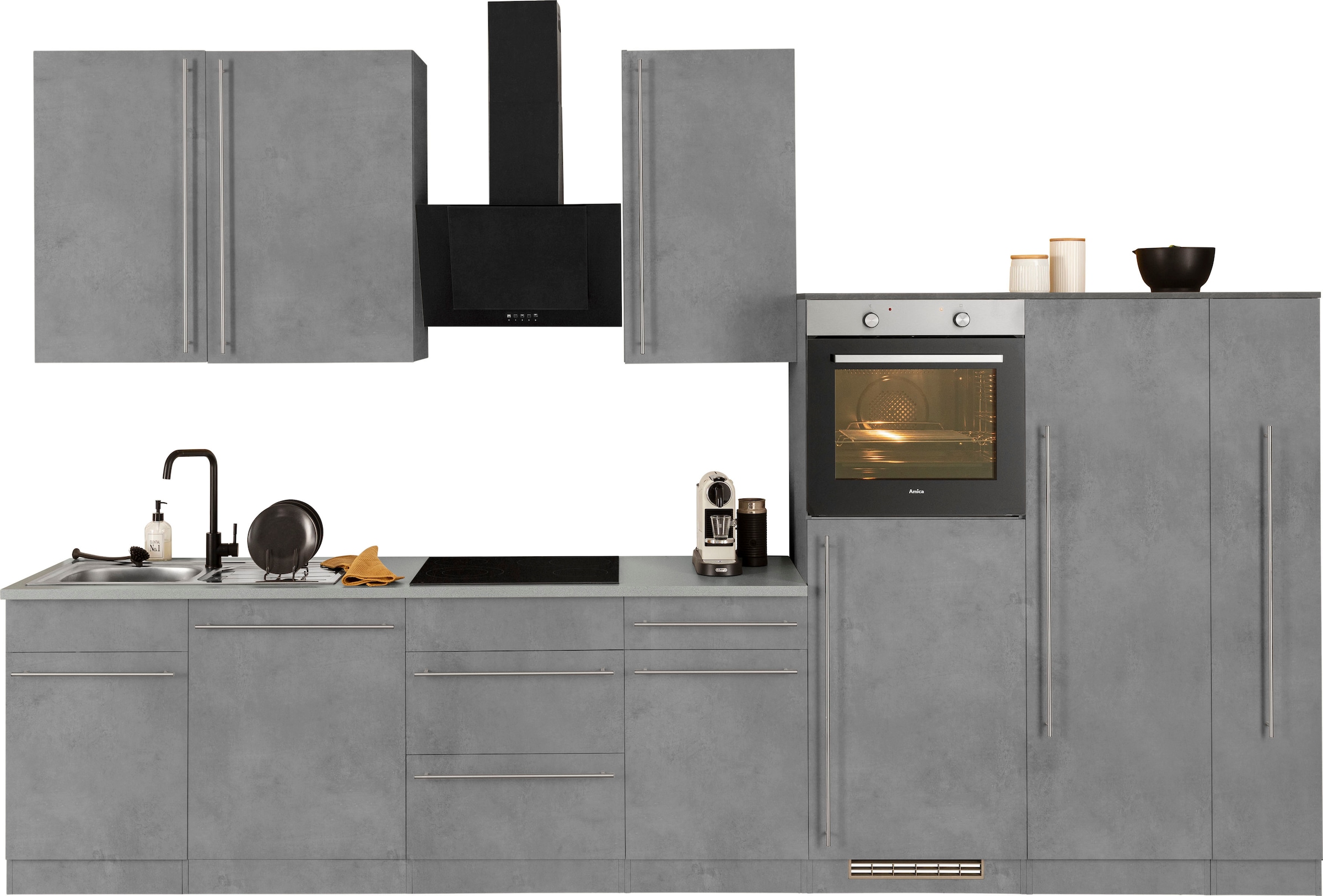 wiho Küchen Küchenzeile »Chicago«, mit E-Geräten, Breite 360 cm auf  Rechnung bestellen