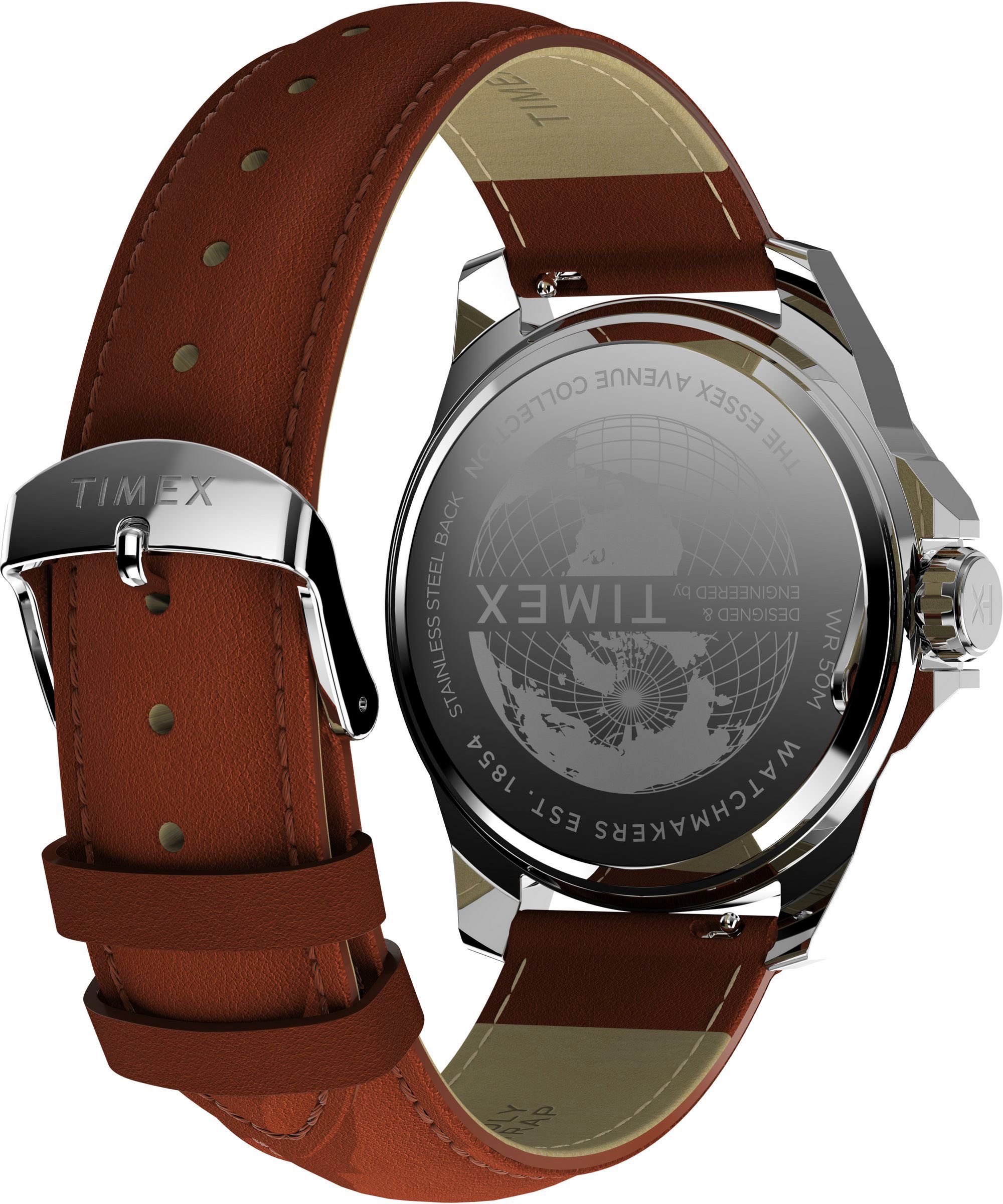 Timex Quarzuhr »ESSEX«, Armbanduhr, Herrenuhr,Lederarmband,Datum, Leuchtzeiger