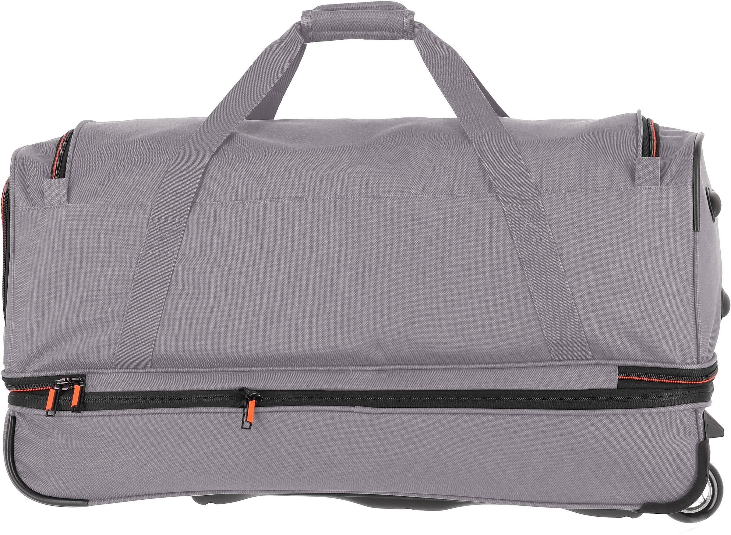 travelite Reisetasche »Basics, 70 cm, grau/orange«, Duffle Bag Sporttasche mit Trolleyfunktion und Volumenerweiterung