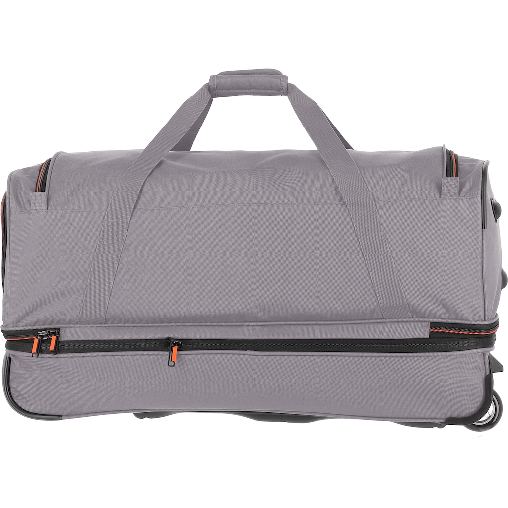 travelite Reisetasche »Basics, 70 cm, grau/orange«, Duffle Bag Sporttasche mit Trolleyfunktion und Volumenerweiterung