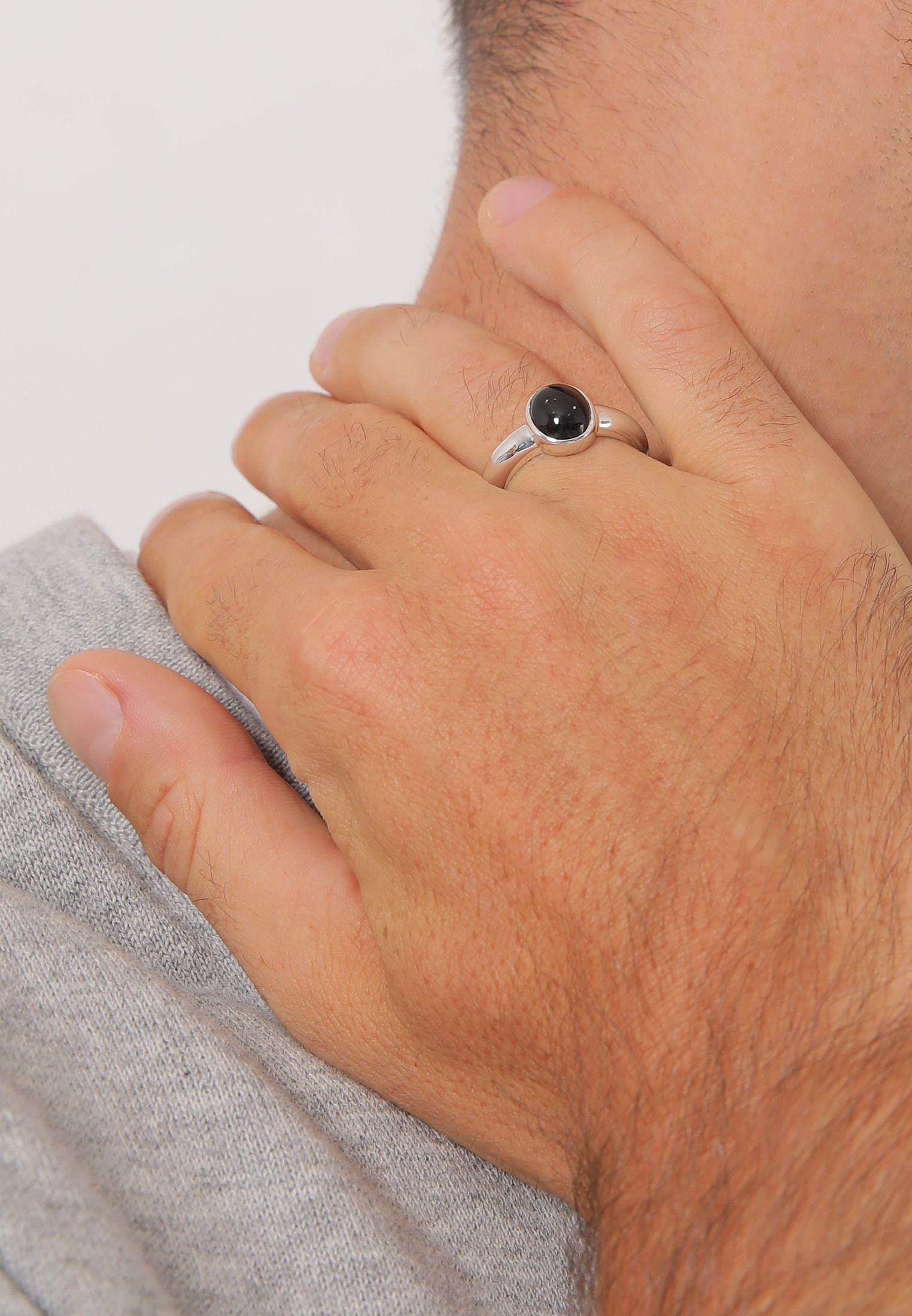 Kuzzoi Silberring »Ring Herren Siegelring Onyx Oval Basic 925 Silber«