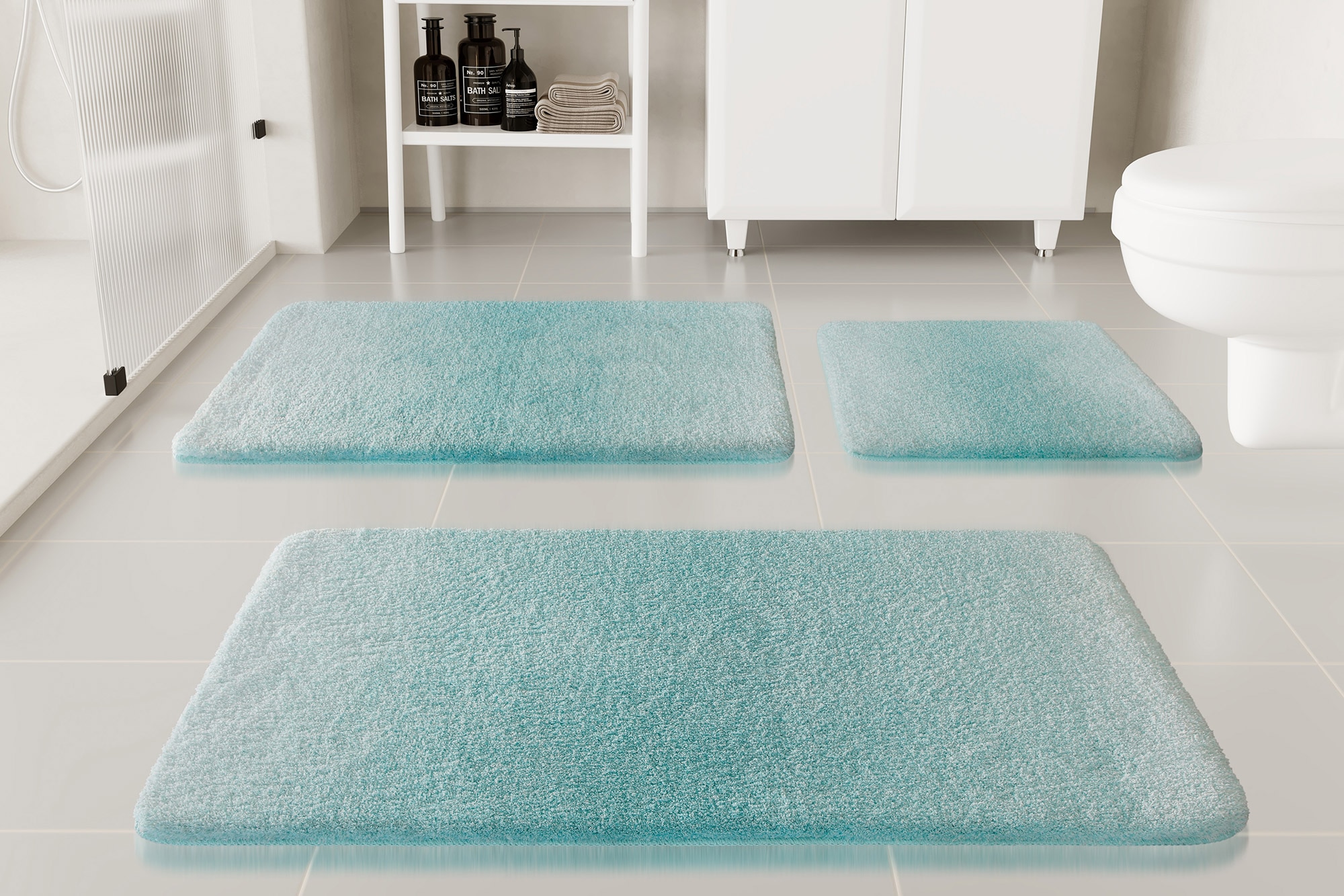 my home Badematte »Utta«, rutschhemmend beschichtet, schnell trocknend, Badteppich, getuftet, mit modernem Farbverlauf, flauschig, hochflor