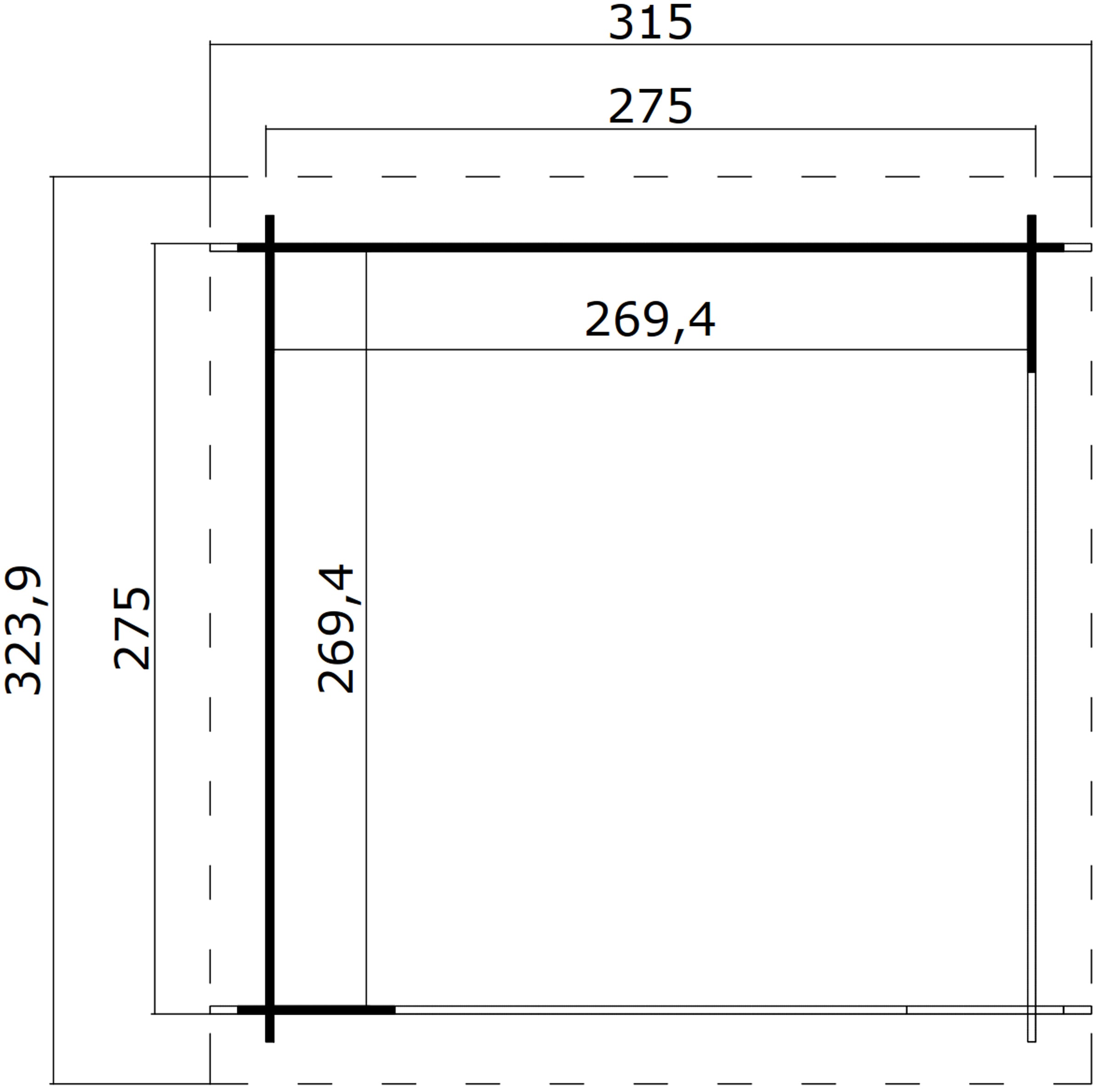LASITA MAJA Gartenhaus »Unterstand/Lounge Buffalo 275«, Unterstand / Lounge 28mm, Fundamentmass 2750x2750, Lichtgrau