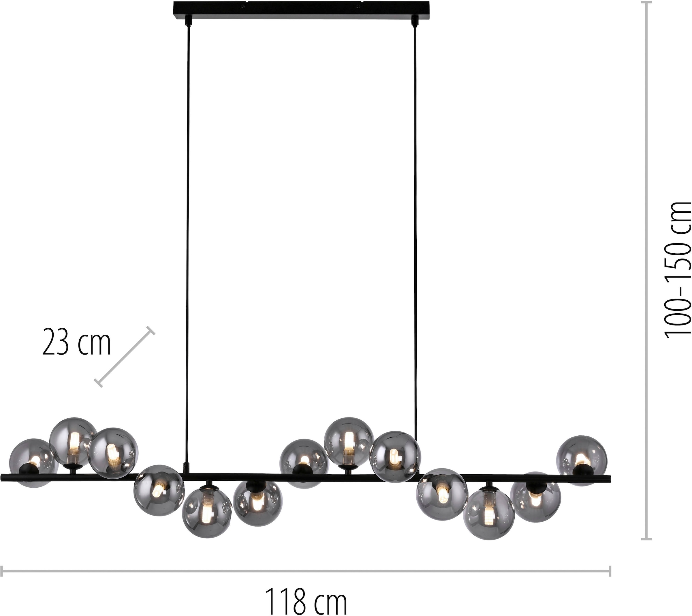 SCHÖNER WOHNEN-Kollektion LED Pendelleuchte »DUBAI« G9 1 Stk. Warmweiß SCHÖNER WOHNEN Kollektion, Höheneinstellbar, Rauchgläser