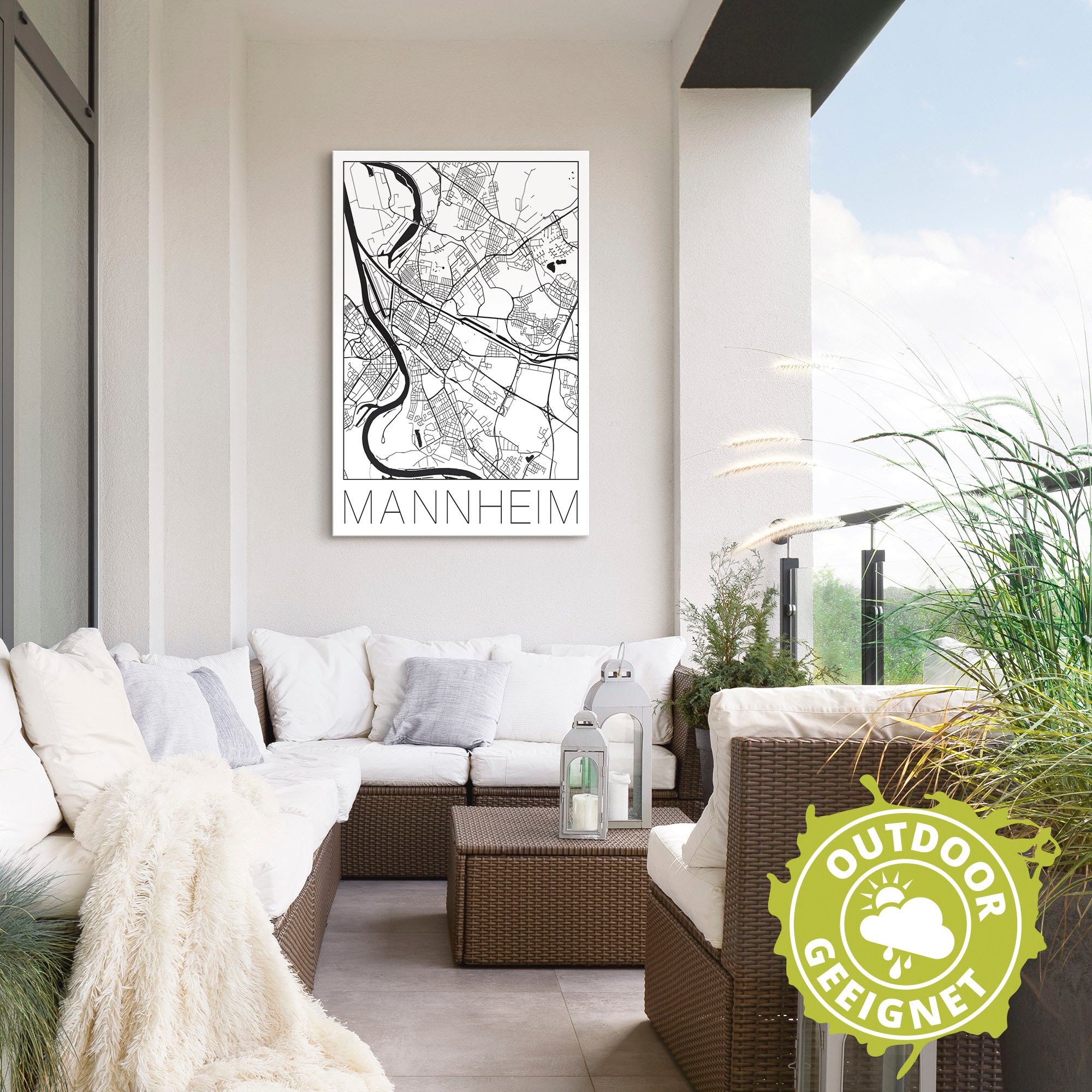 Artland Wandbild »Retro Karte Mannheim Deutschland«, Deutschland, (1 St.), als Alubild, Outdoorbild, Poster in verschied. Größen