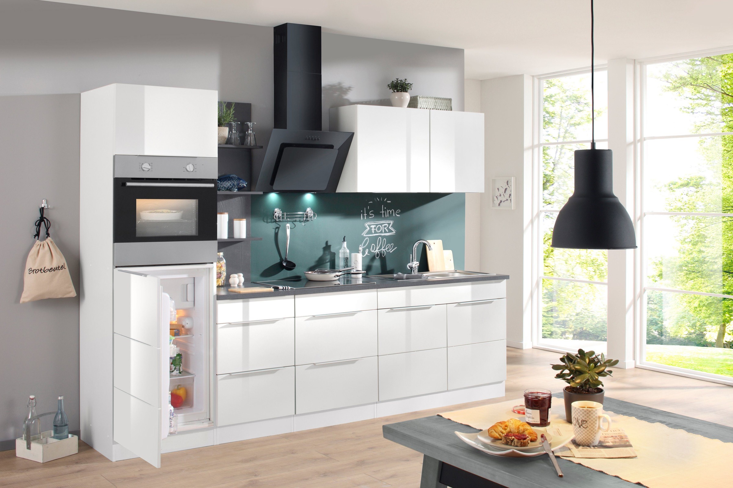 KOCHSTATION Küchenzeile »KS-Brindisi Breite 270 cm«, wahlweise mit E-Geräten und Induktion, mit MDF-Fronten und Regal