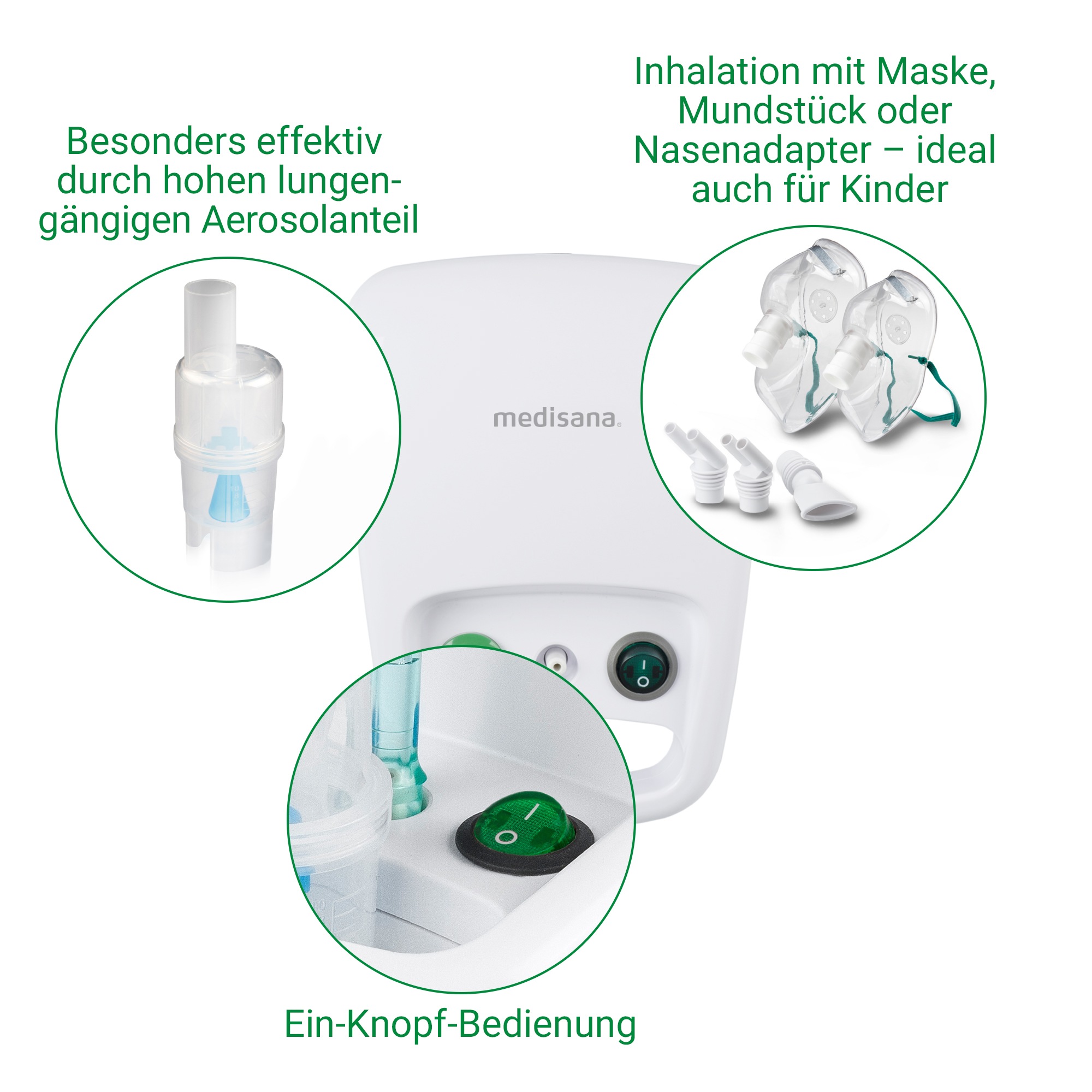 Medisana Inhalator »IN 540«, (Set, 5), Vernebelung der Atemwege mit Kompressor-Drucklufttechnologie