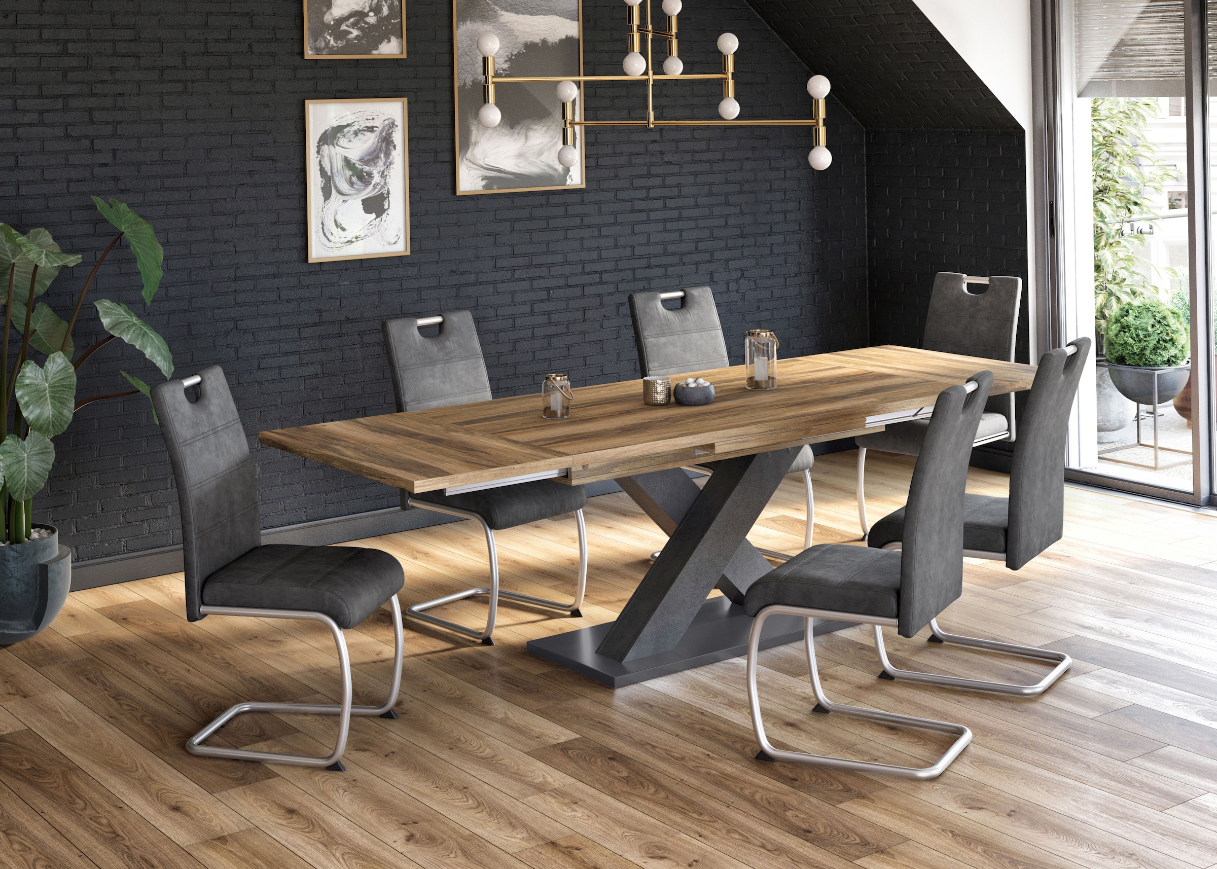 Mäusbacher Esstisch »Komfort Tisch TOPSELLER!«, (OTTOs Choice), Mäusbacher Esstisch mit X Gestell und Bodenplatte. Breite 160-260