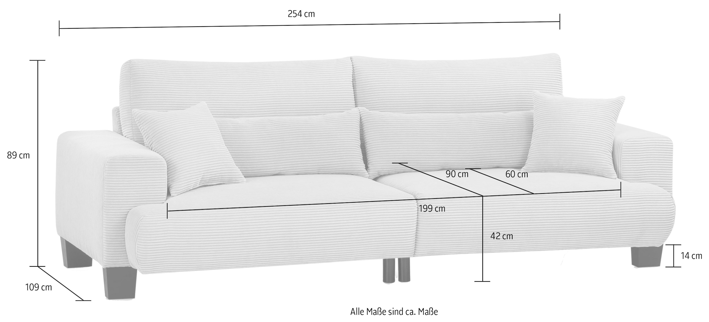 exxpo - sofa fashion Big-Sofa »Big Ayo, Megasofa, toller Sitzkomfort, modern & zeitlos, Cord Bezug«, inkl. loser Rücken- und Zierkissen, frei im Raum stellbar, cappuccino