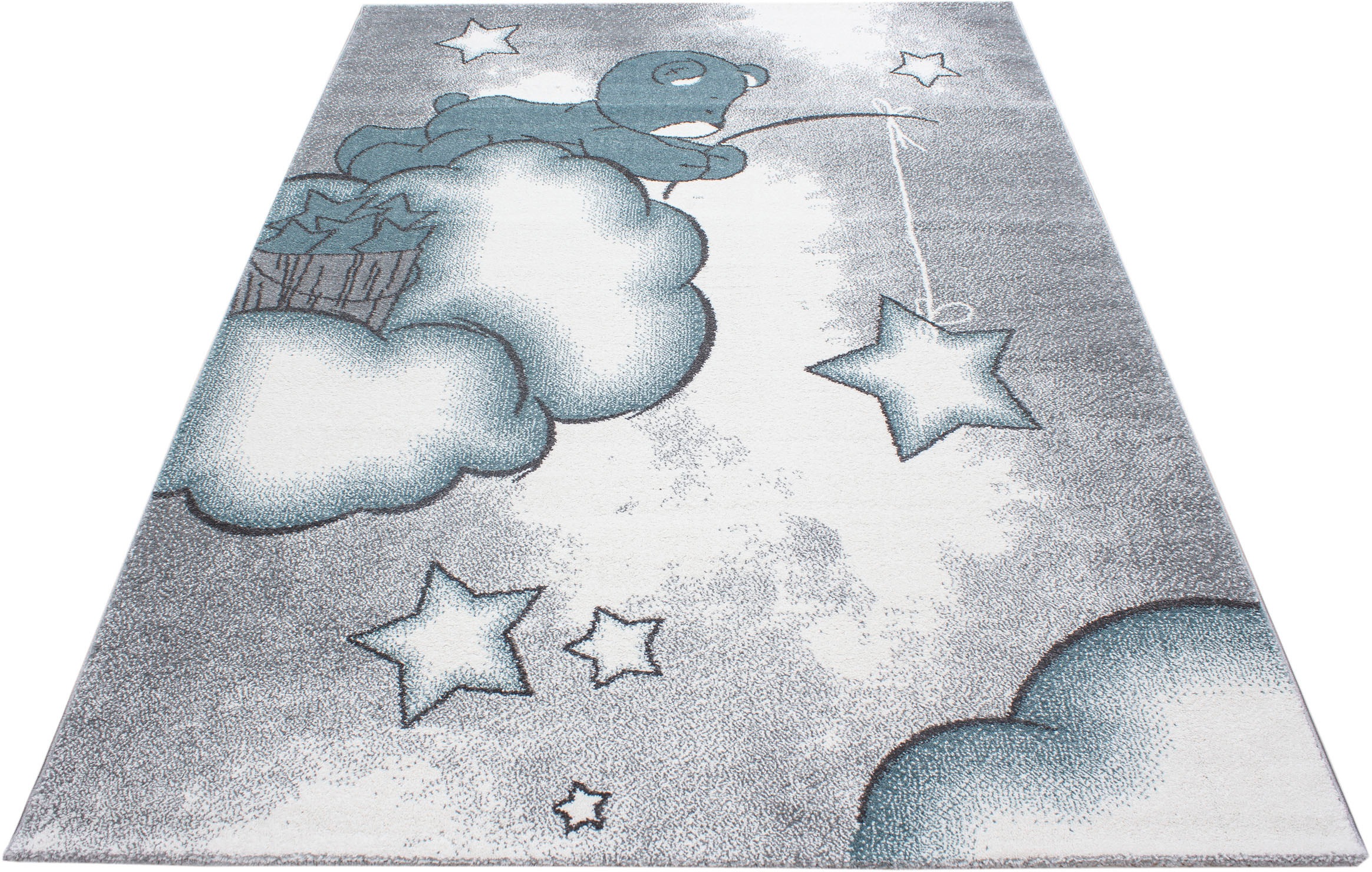 Ayyildiz Teppiche Kinderteppich »Kids 580«, rechteckig, 12 mm Höhe, auch in rund, Teddybär, Sterne Design, Kurzflor