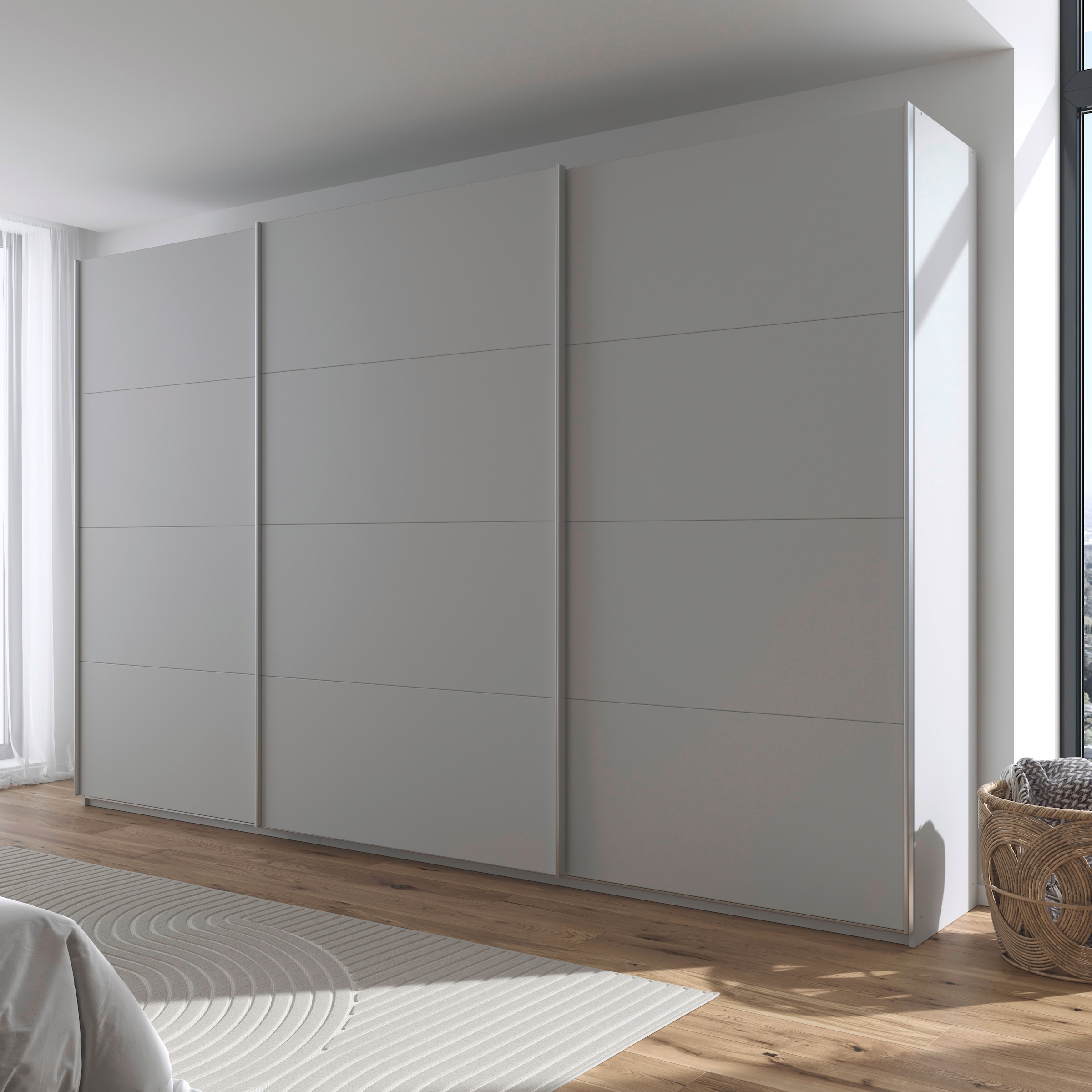 rauch Schwebetürenschrank »Kleiderschrank Schrank Garderobe AGORDO mit Dekor- oder Hochglanzfront«, (in zwei Griff-Farben), durchdachte Innenausstattung, in 4 Breiten und 2 Höhen MADE IN GERMANY