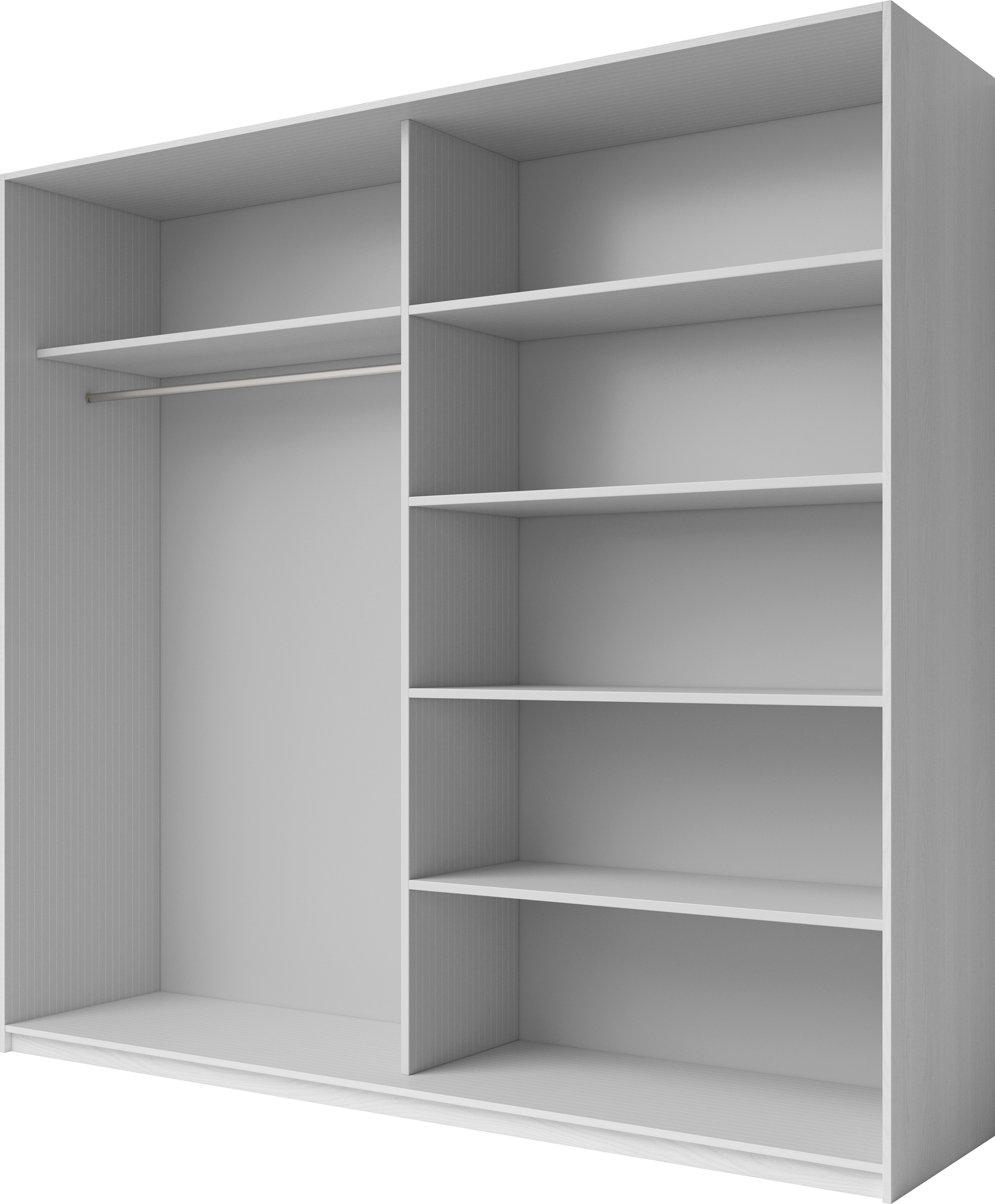 INOSIGN Schwebetürenschrank »Galaxy Kleiderschrank, Wäscheschrank 200, 220 oder 270cm breit«, INKLUSIVE kompletter Innenausstattung, Metallgriffe