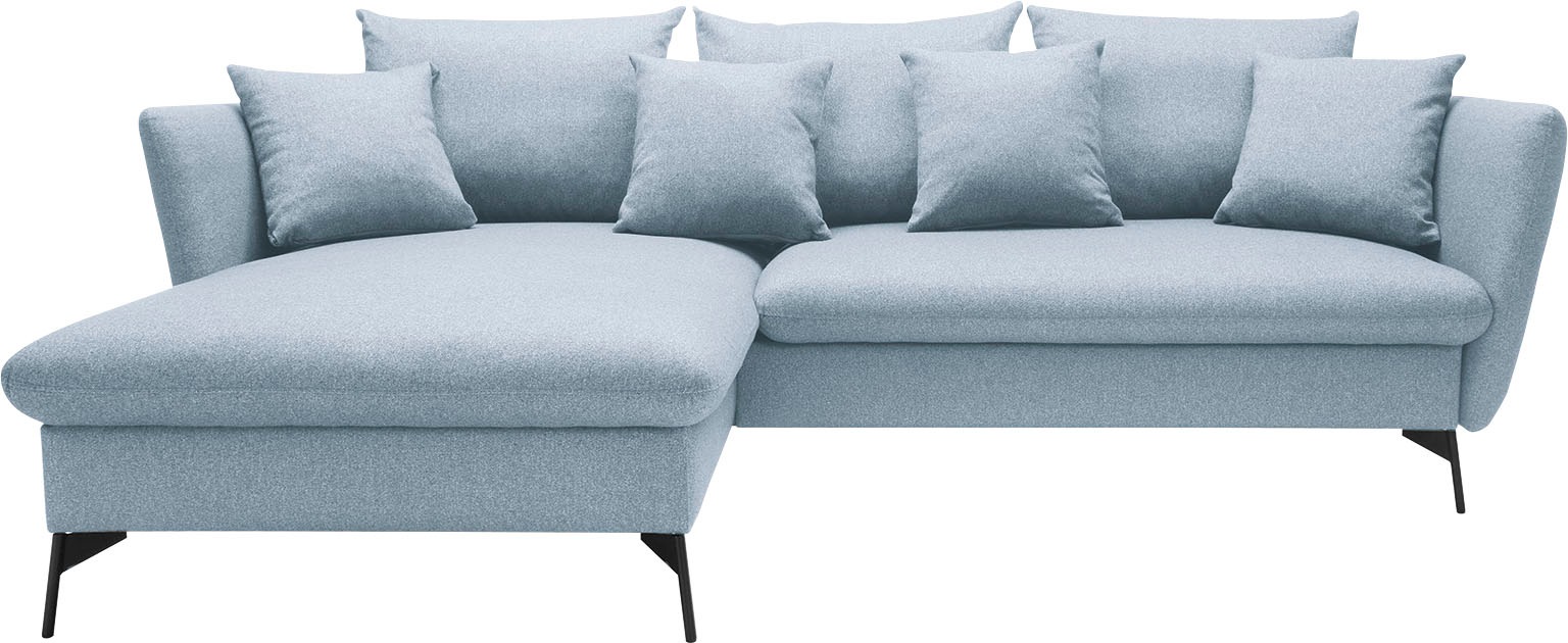 andas Ecksofa »LIVORNO,258 cm, L-Form,«, Schlaffunktion u. Bettkasten (139/224cm), Samt, Struktur, Webstoff