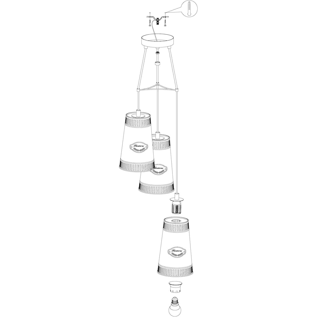 EGLO Pendelleuchte »HONEYBOURNE«, 3 flammig-flammig