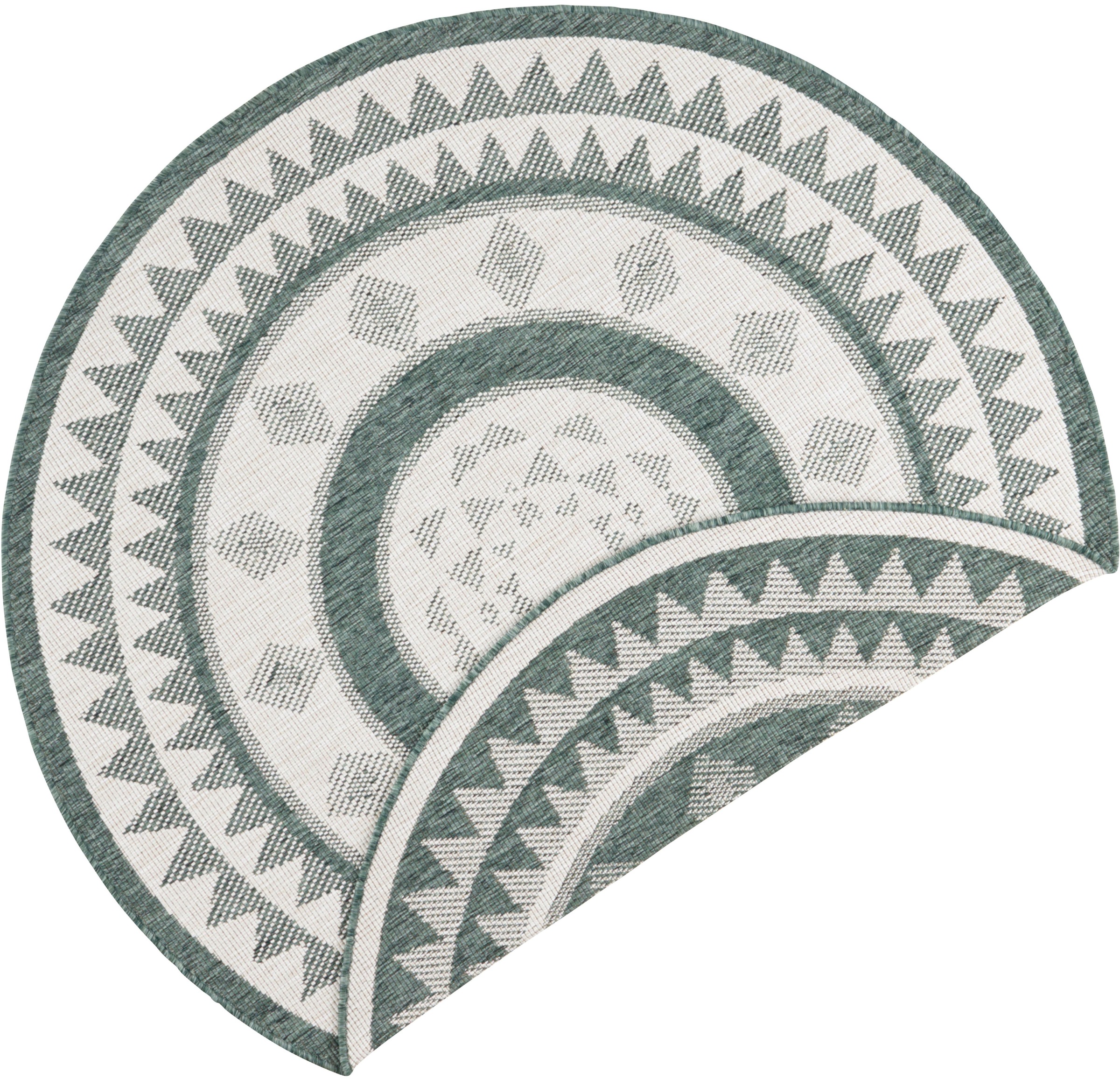 NORTHRUGS Teppich »Jamaica«, rund, 5 mm Höhe, In-& Outdoor, Wetterfest, Balkon, Garten, Wohnzimmer, Wasserfest