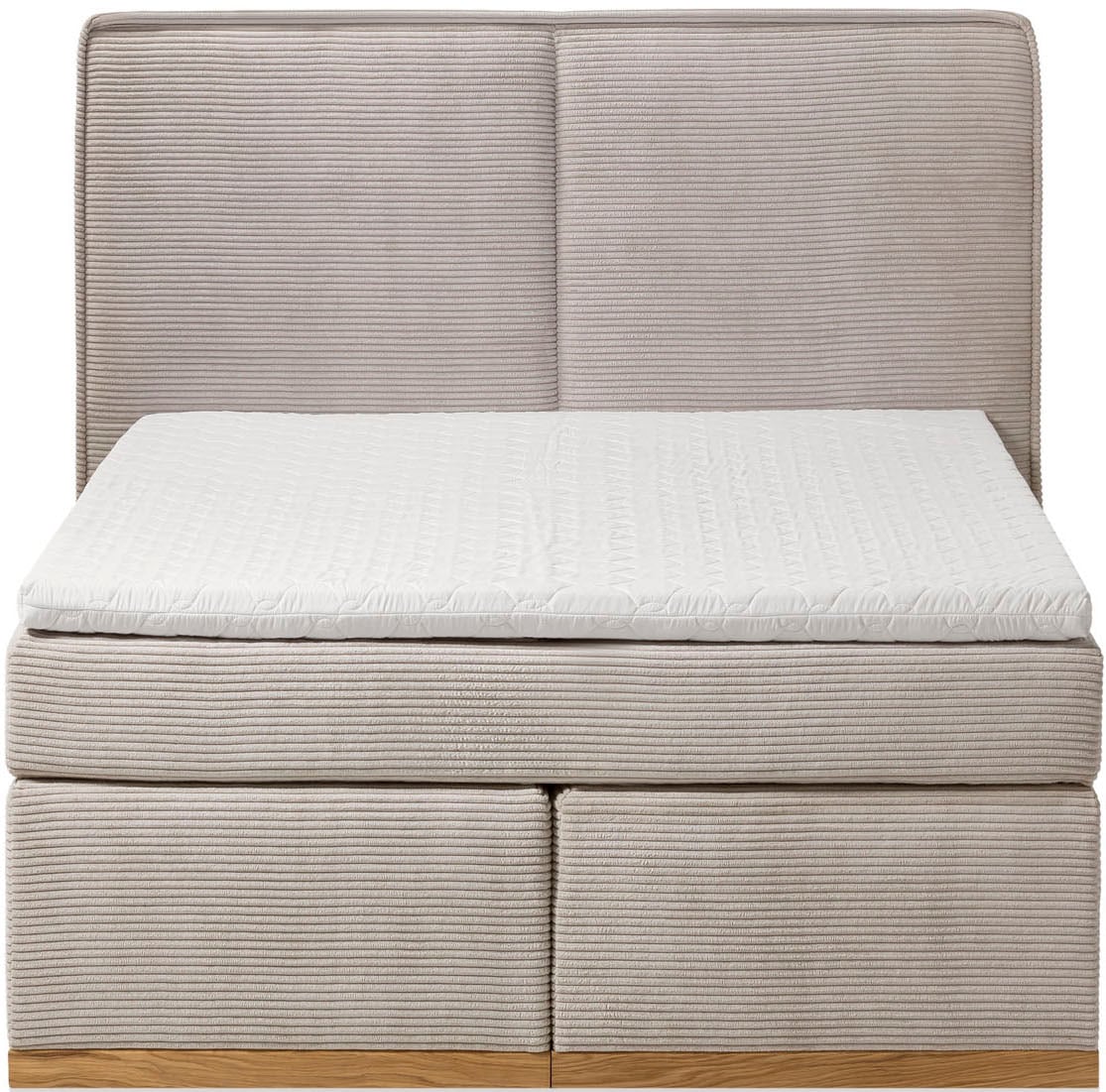 Home affaire Boxspringbett »SHERWOOD Hotelbett, Polsterbett«, Hochwertiger Cord,weiche Velours-Struktur, mit Topper, Eiche