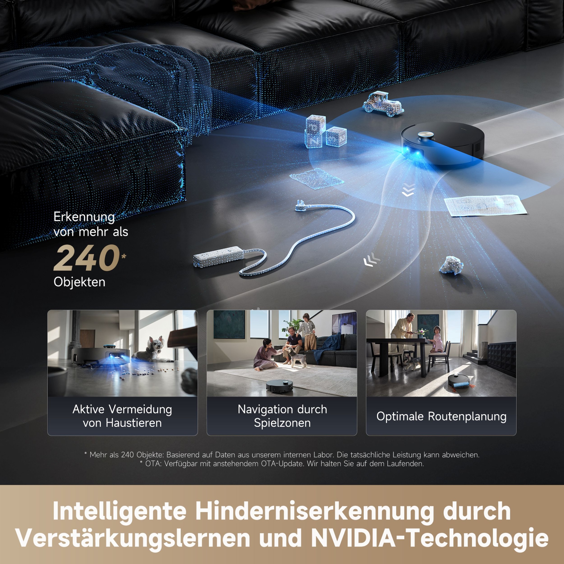 Dreame Saugroboter »mit Wischfunktion Aqua10 Ultra Roller Complete Black« Warmwasser-Wischsystem, Rollenmopp, überwindet Hindernisse, 30.000 Pa