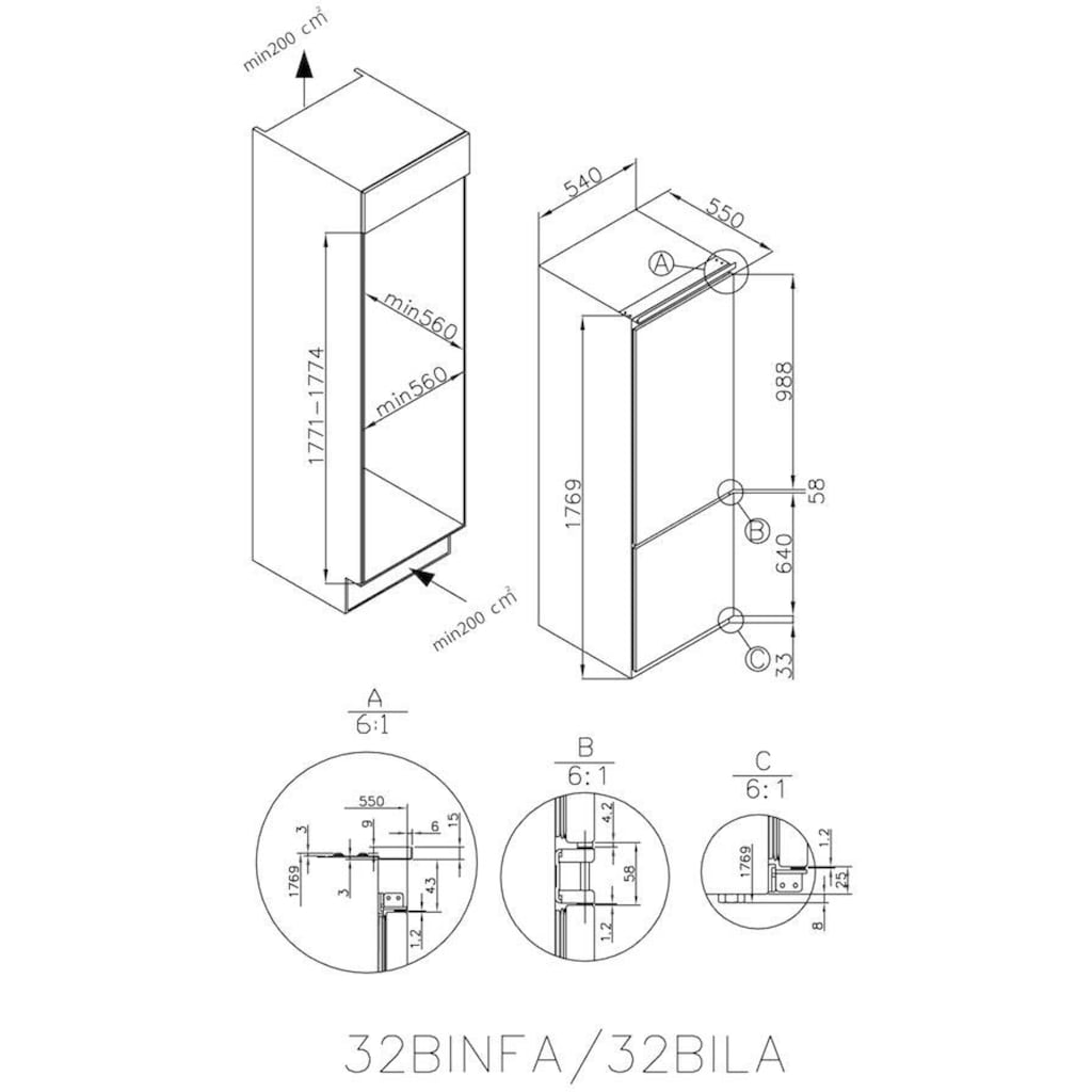 Haier Einbaukühlgefrierkombination, HBB 177 TNF DE, 176,9 cm hoch, 54 cm breit