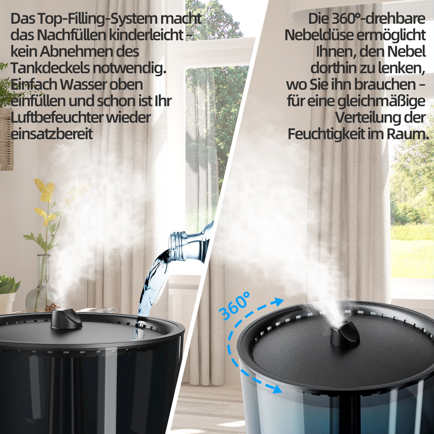 be cool Luftbefeuchter »Warm-/Kaltluft-Luftbefeuchter BCLB2402S«, 5 l Wassertank, von oben befüllbar, 360°-Drehung (Nebelrichtung)