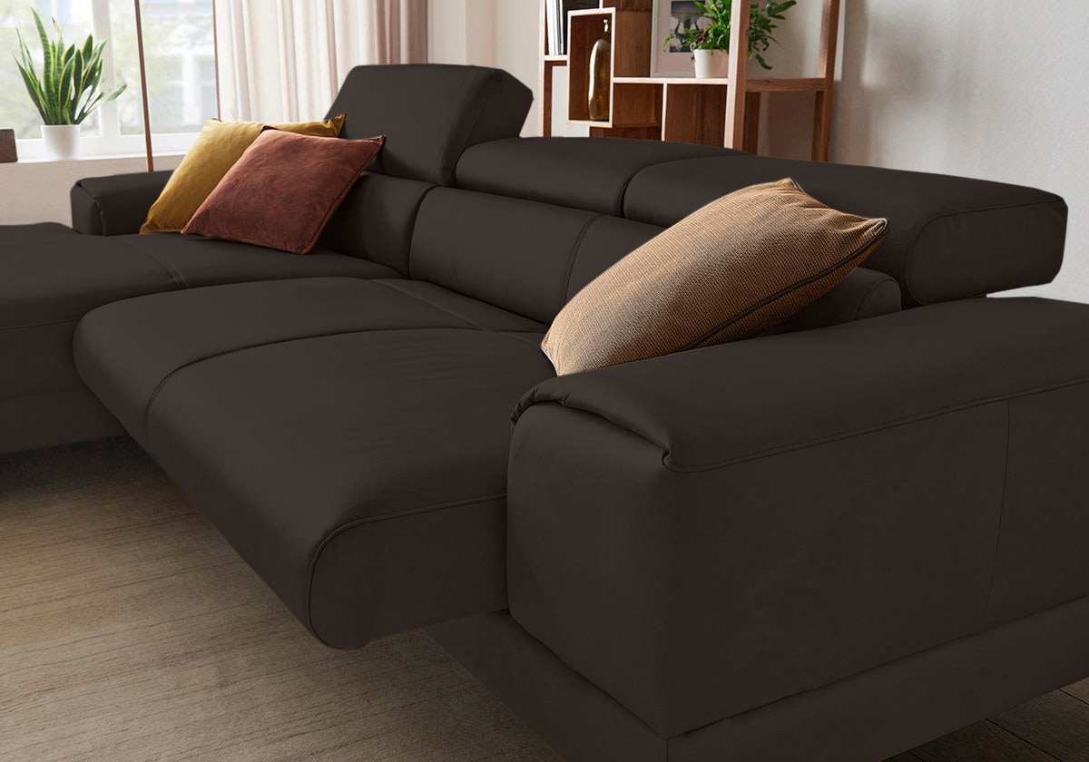 W.SCHILLIG Ecksofa »piedroo, Designsofa mit tollem Sitzkomfort, elegant und bequem, L-Form«, Kopfteilverstellung, wahlweise mit Sitztiefenverstellung, Breite 303cm