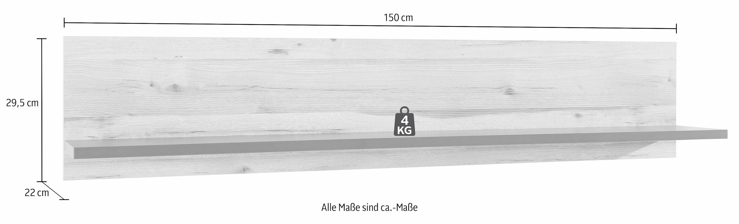 FORTE Wandregal, Breite 150 cm