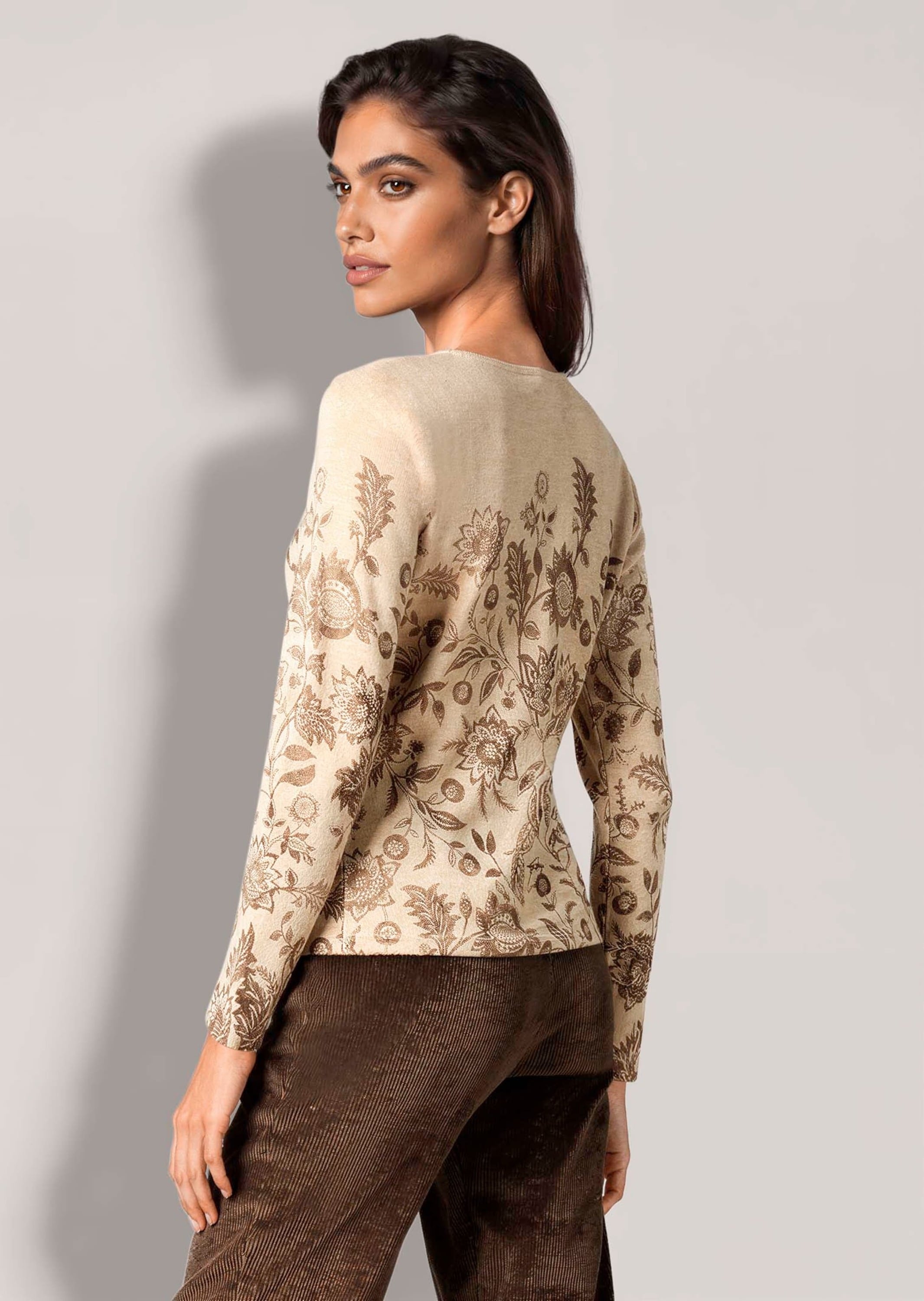 MADELEINE Longpullover »Pullover Kaschmirpullover mit botanischem Print«