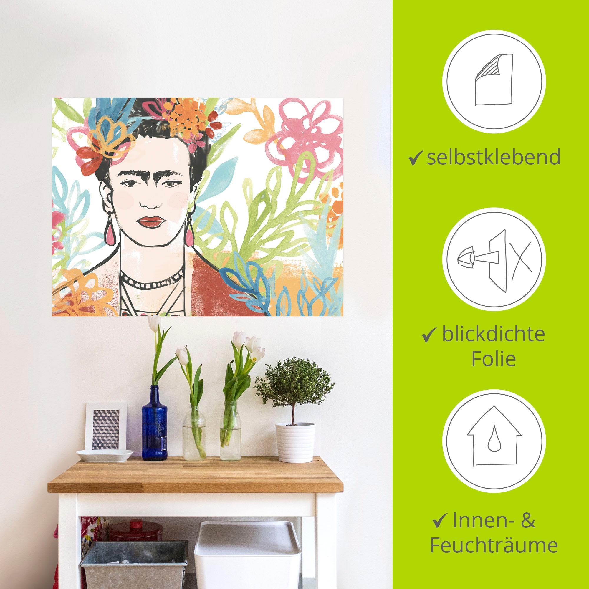 Artland Wandfolie »Porträt von Frida Collection A«, Bilder von Frauen, (1 St.), selbstklebend