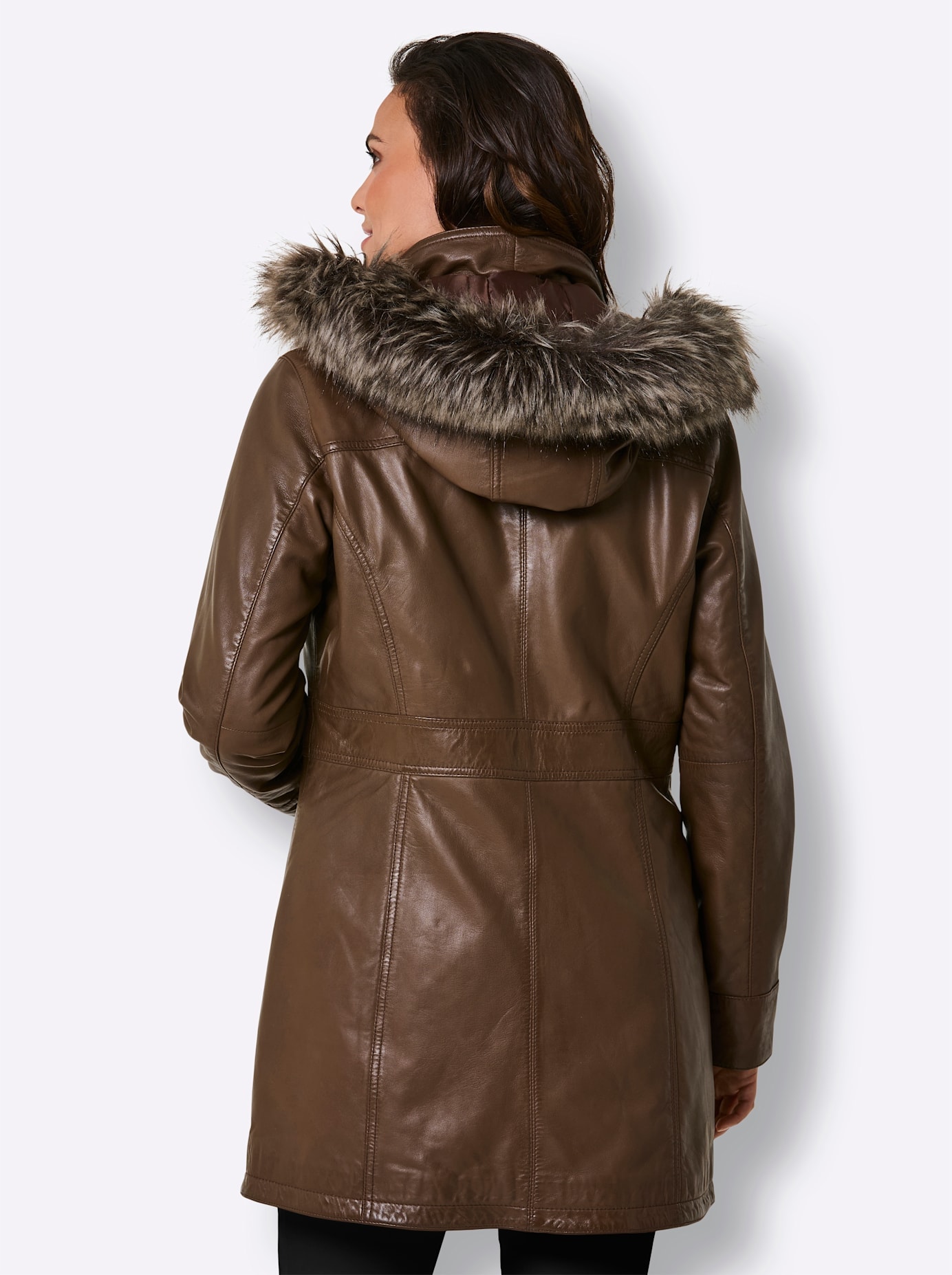 Mainpol Lederjacke mit Kapuze