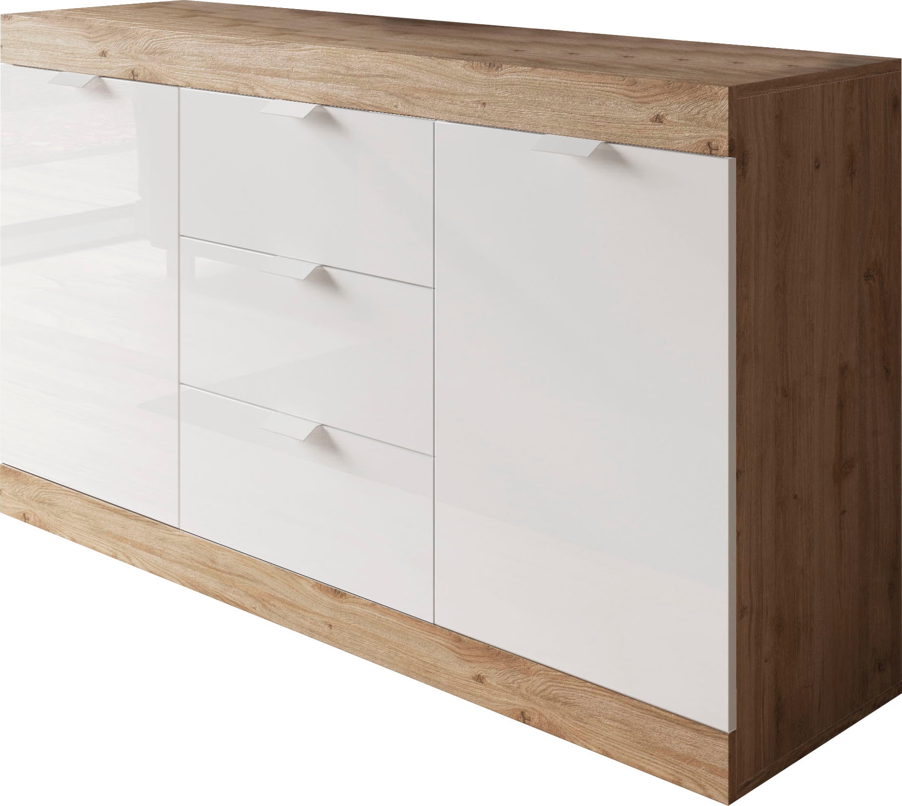 INOSIGN Sideboard »Slim«, Breite 136 cm, weiß Hochglanz Lack