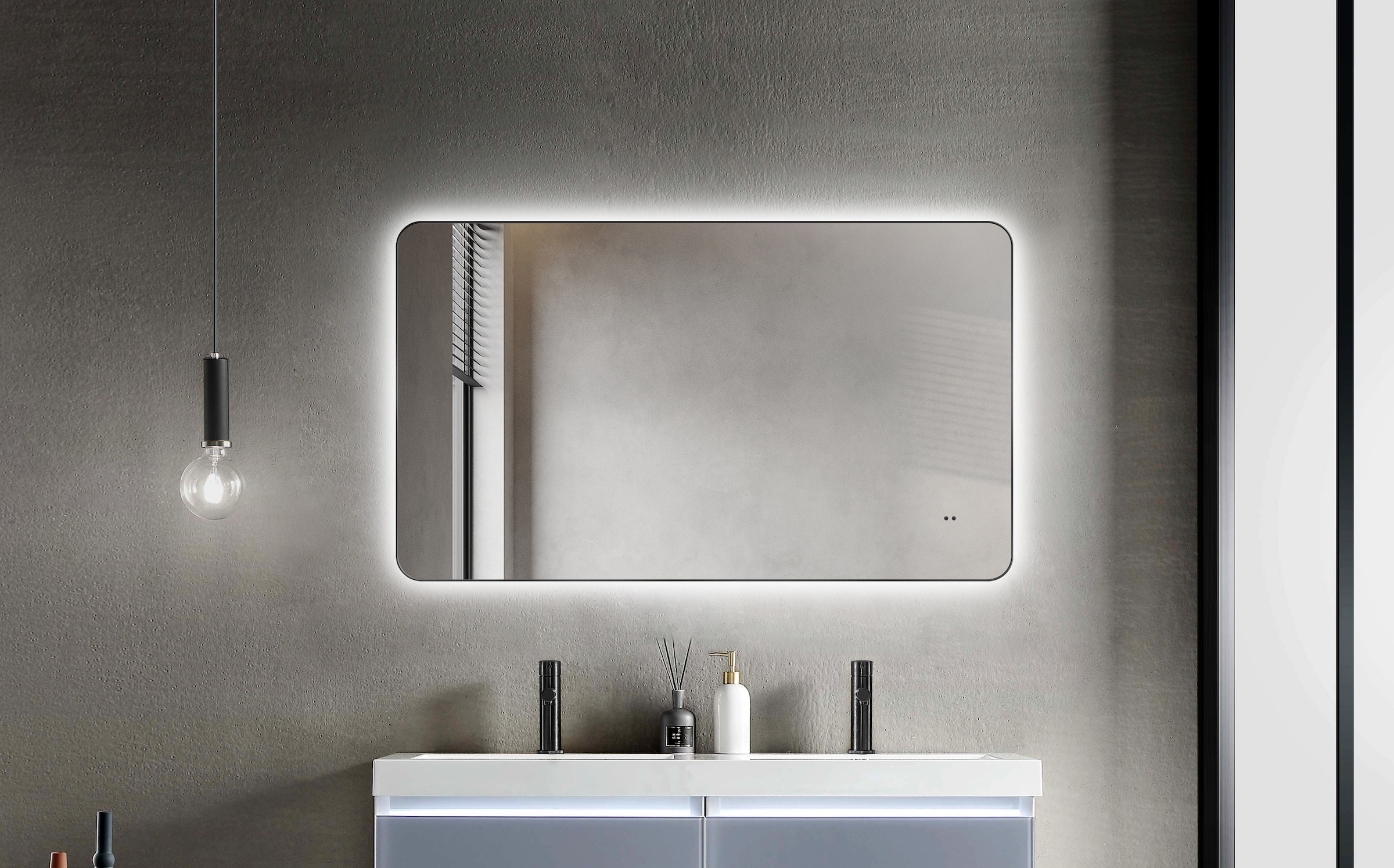 Talos Spiegel »TALOS TREVISO«, Hand Wave Sensor, in matt schwarz 120x70 cm