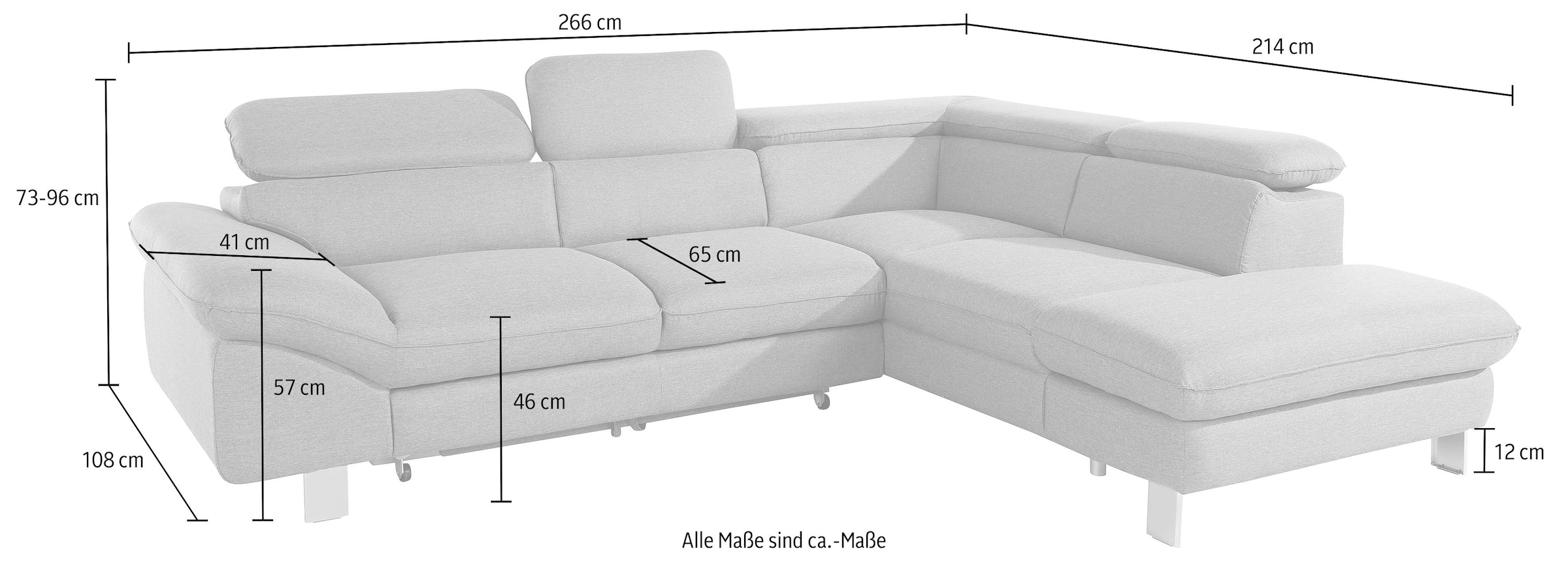 COTTA Ecksofa »Driver L-Form«, mit Kopfteilverstellung, wahlweise mit Bettfunktion & Bettkasten