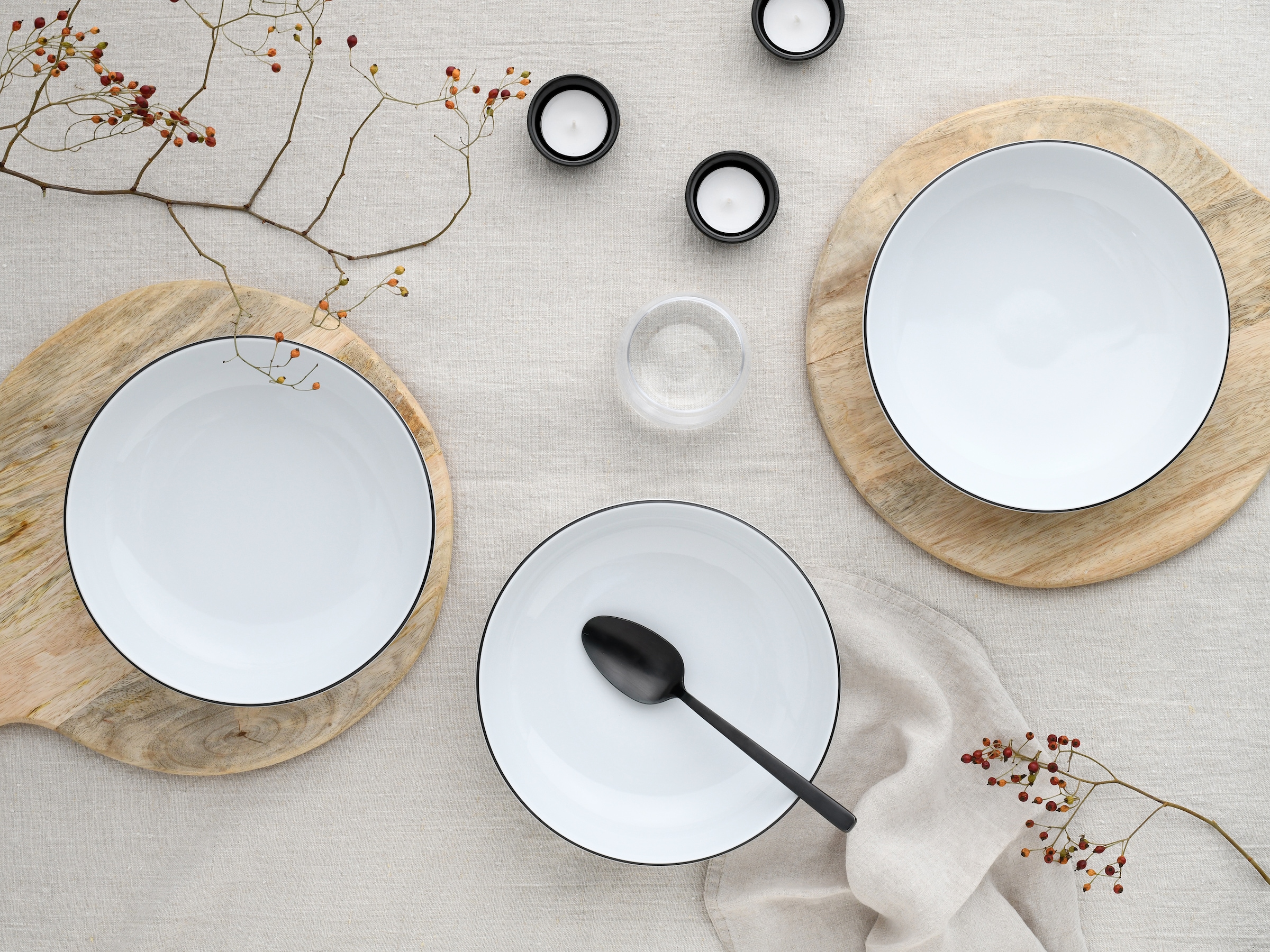 CreaTable Schale »Allround Black Line, Poke Bowl 21 cm 4-tlg« 4 Stk. aus Porzellan Daily Use, Zeitlos