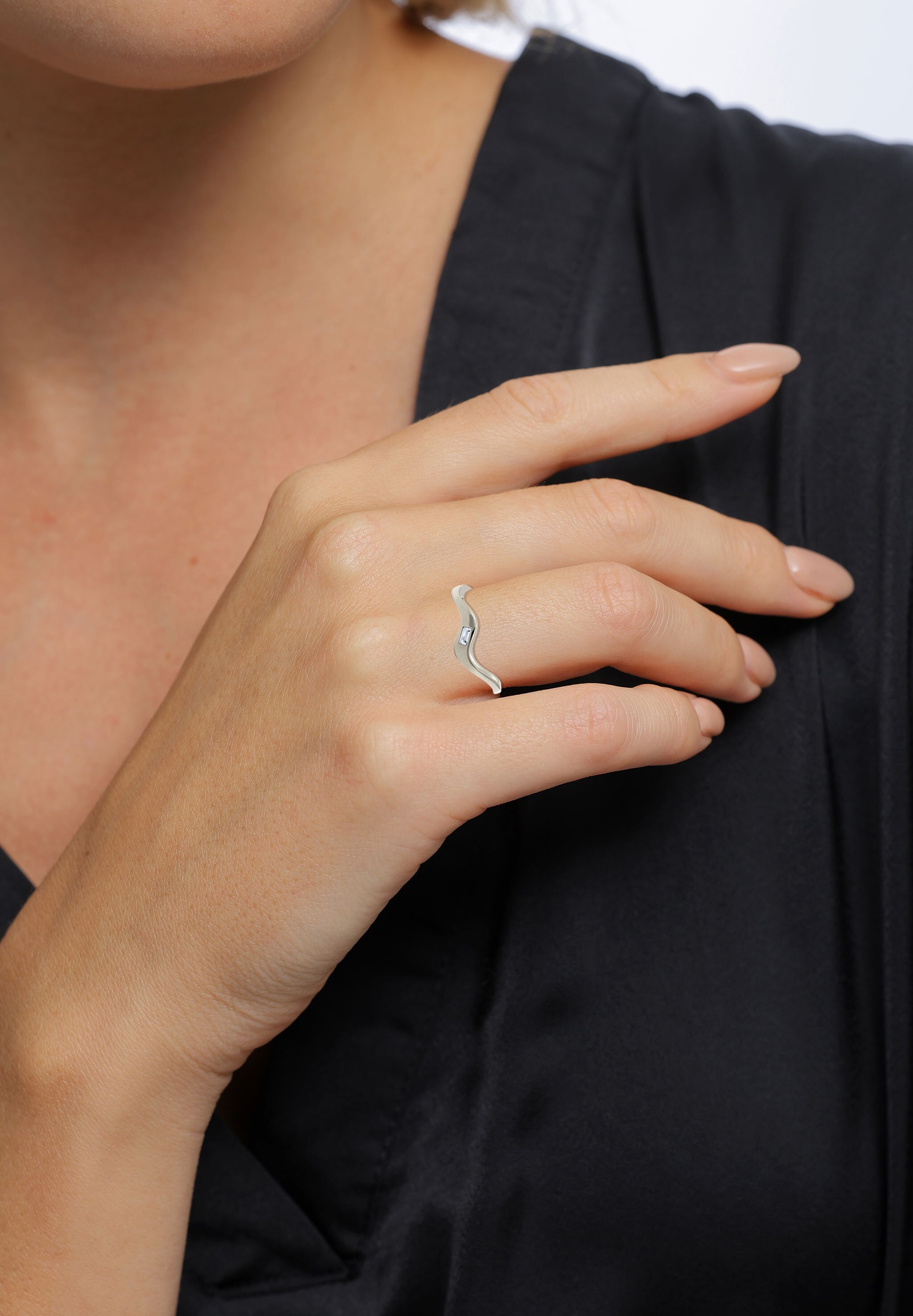 Elli Premium Silberring »Ring Organic Topas Weiß 925 Sterling Silber«