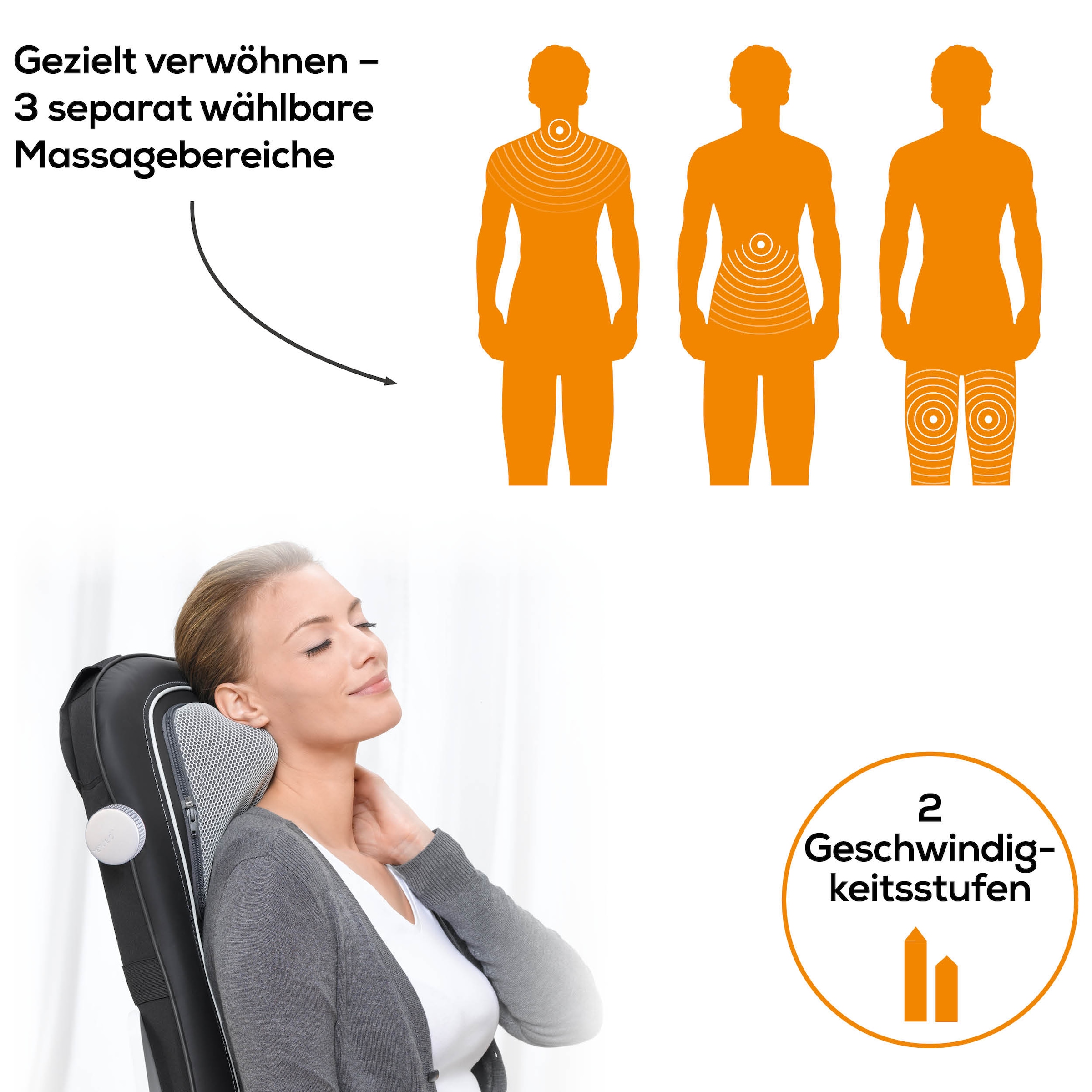 BEURER Shiatsu-Massagesitzauflage »MG 260 für wohltuende Massagen von Nacken und Rücken«, Mit Licht- und Wärmefunktion, 3 Massageprogramme, mit Timerfunktion