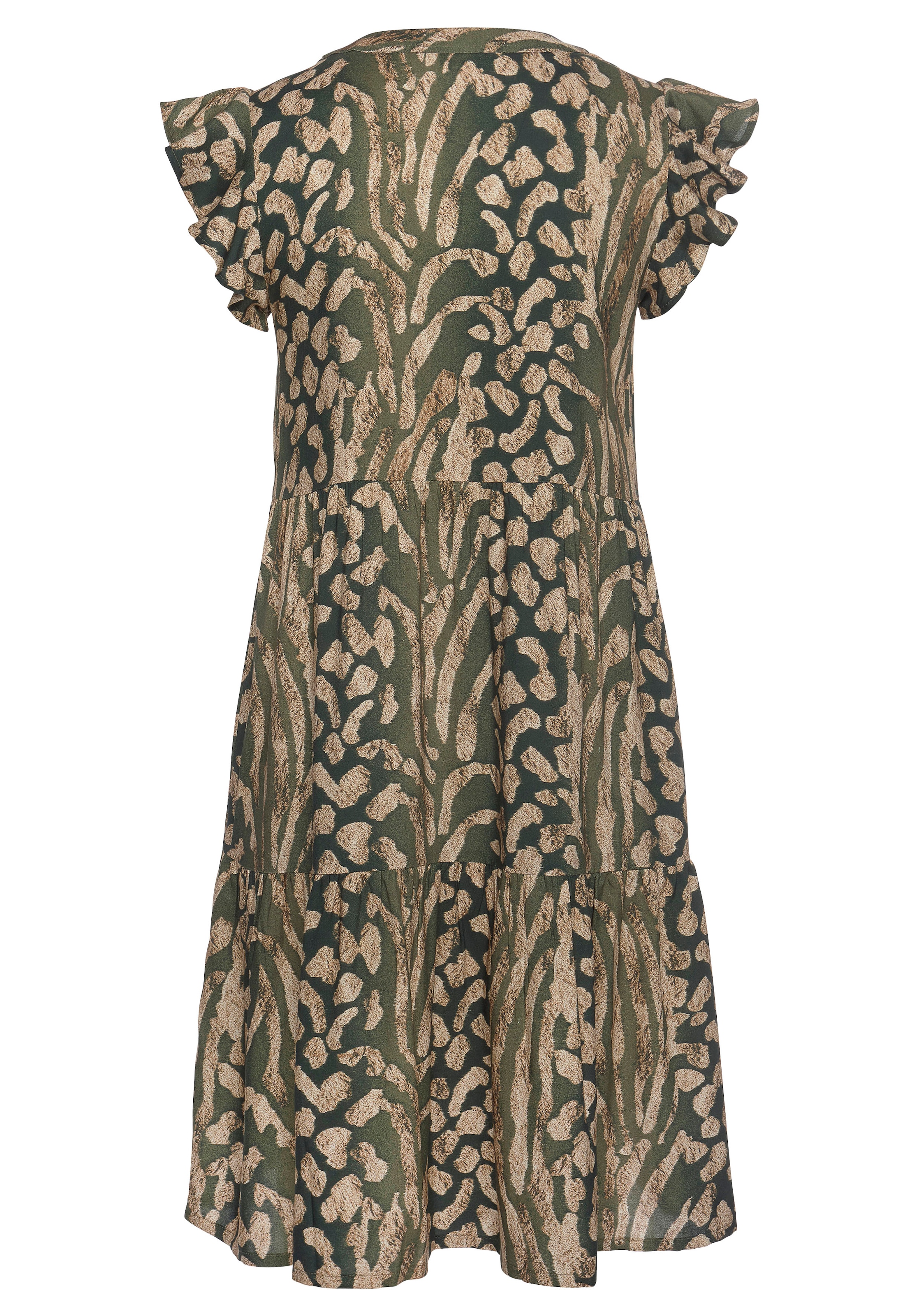 LASCANA Sommerkleid, mit Animalprint und süßen Flügelärmeln, Sommerkleid, Strandkleid