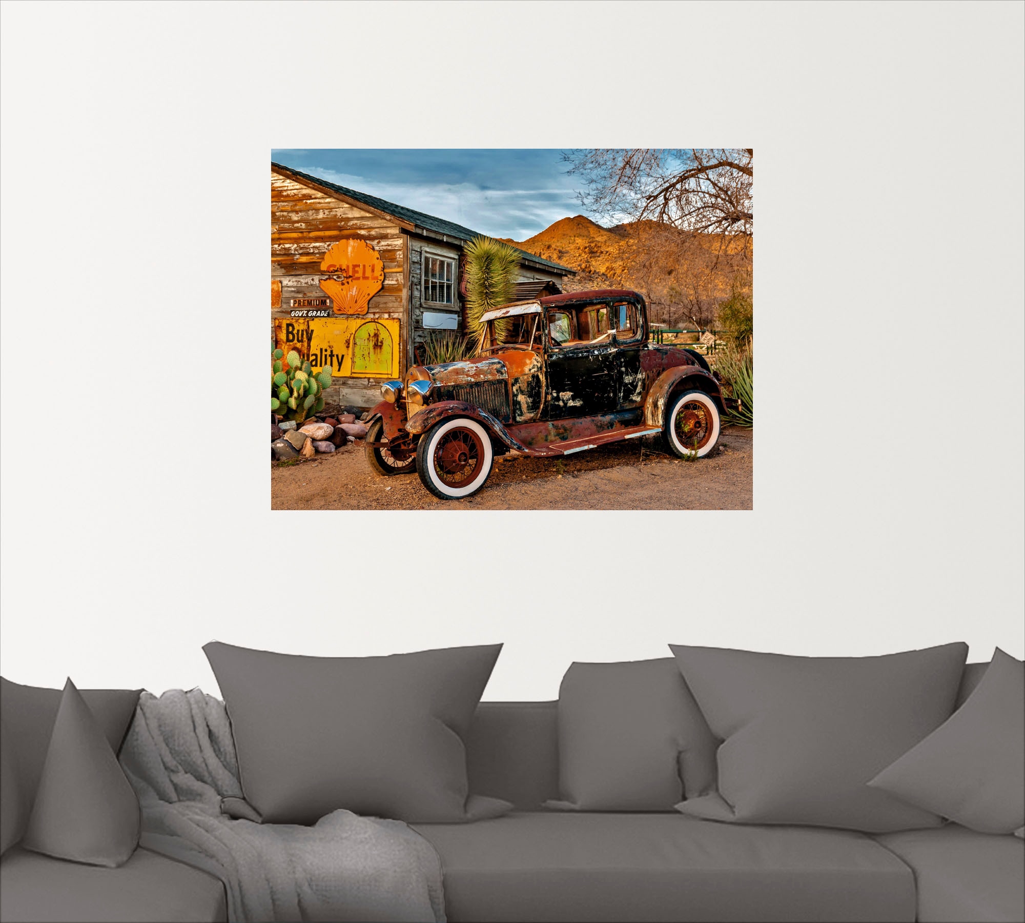 Artland Wandbild »Oldtimer Route 66 Hackberry«, Auto, (1 St.), als Leinwandbild, Wandaufkleber in verschied. Größen