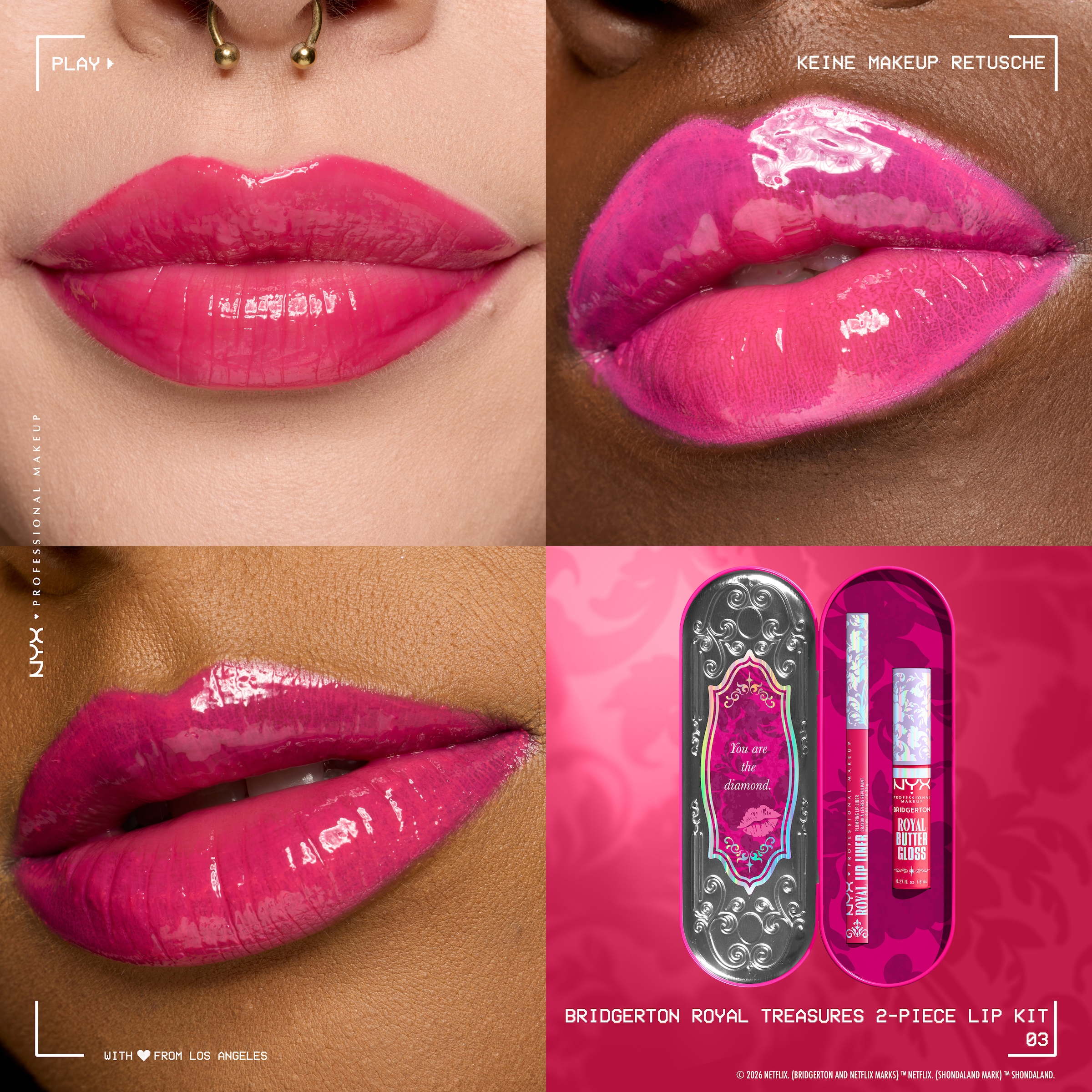 NYX PROFESSIONAL MAKEUP Schmink-Set »BRIDGERTON ROYAL TREASURES LIP KIT« Royal Butter Gloss und Royal Lip Liner