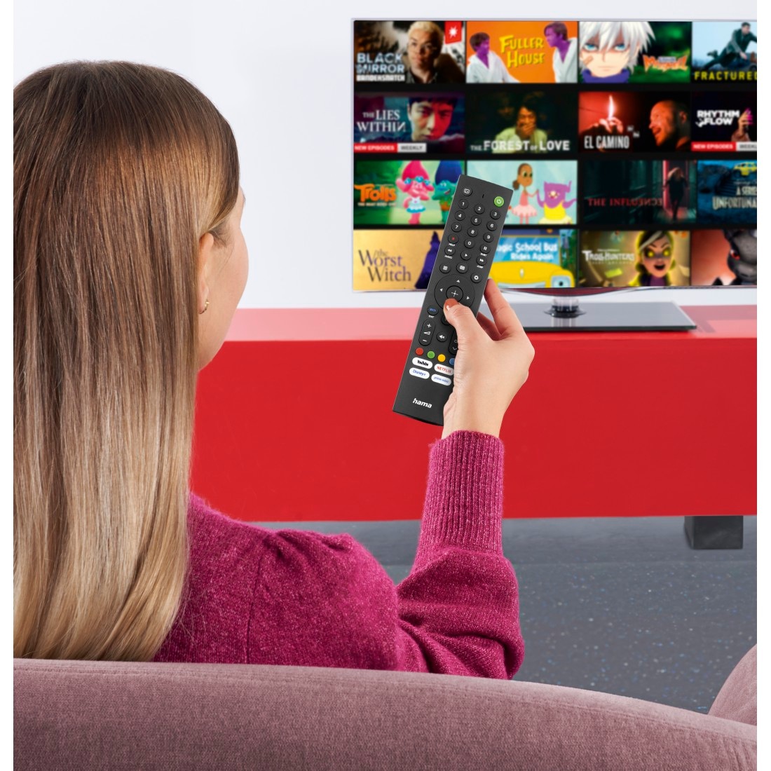 Hama Universal-Fernbedienung »Universal-Fernbedienung für Sony TVs, IR, lernfähig, mit 4 App-Tasten«, 1-in-1