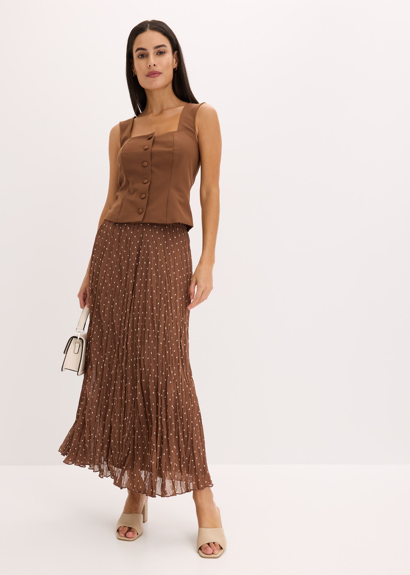 bonprix Plisseerock mit Elastikbund, in A-Linie, mit Crash-Optik