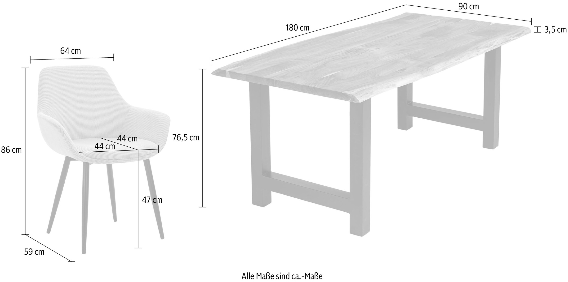 SalesFever Essgruppe, (Set, 5 tlg.), Massivholz geölt und zweifach gewachst