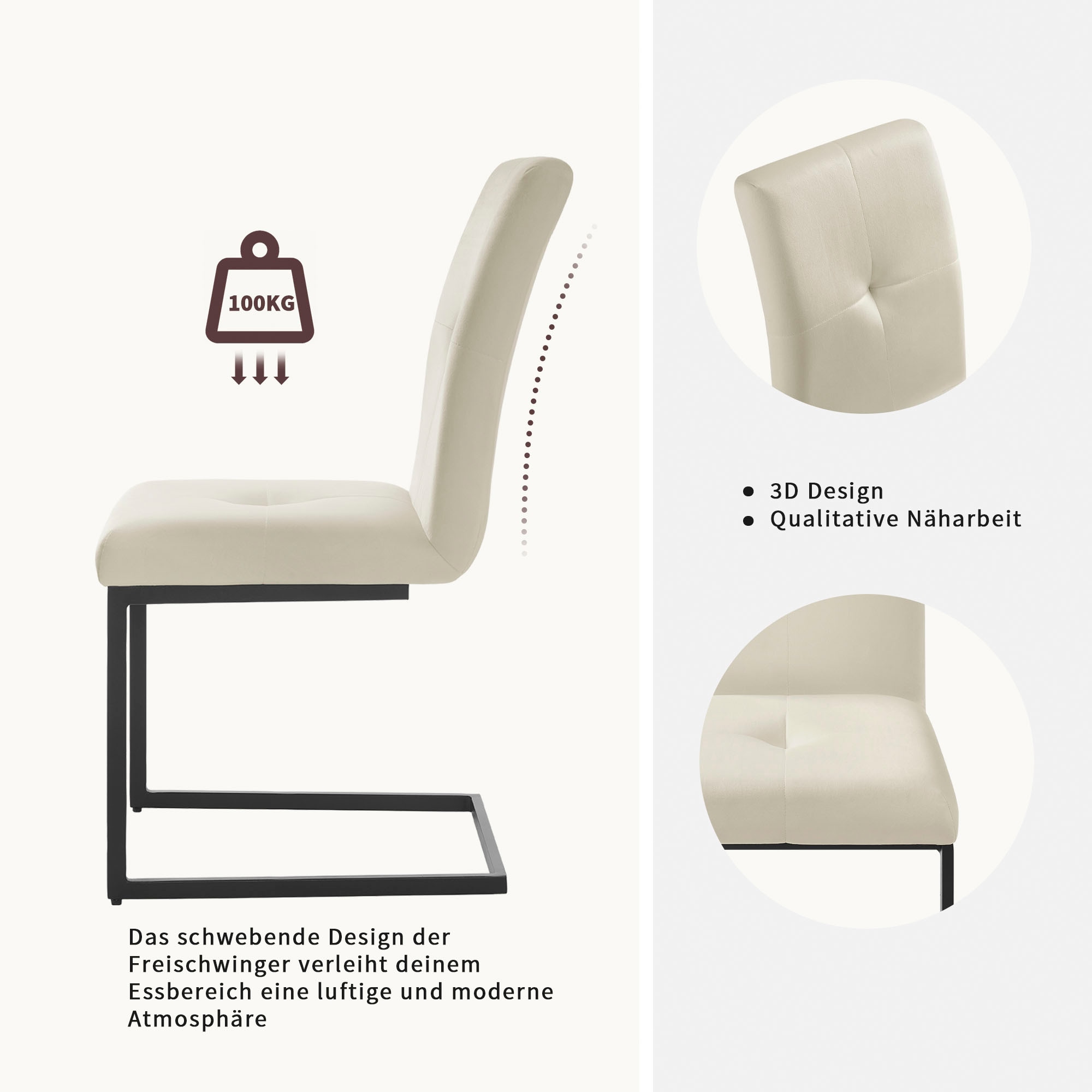 INOSIGN Esszimmerstuhl »Vendy« (Set) 2 Stk.mit verstellbaren Füßen und robustem, pulverbeschichtetem Gestell.