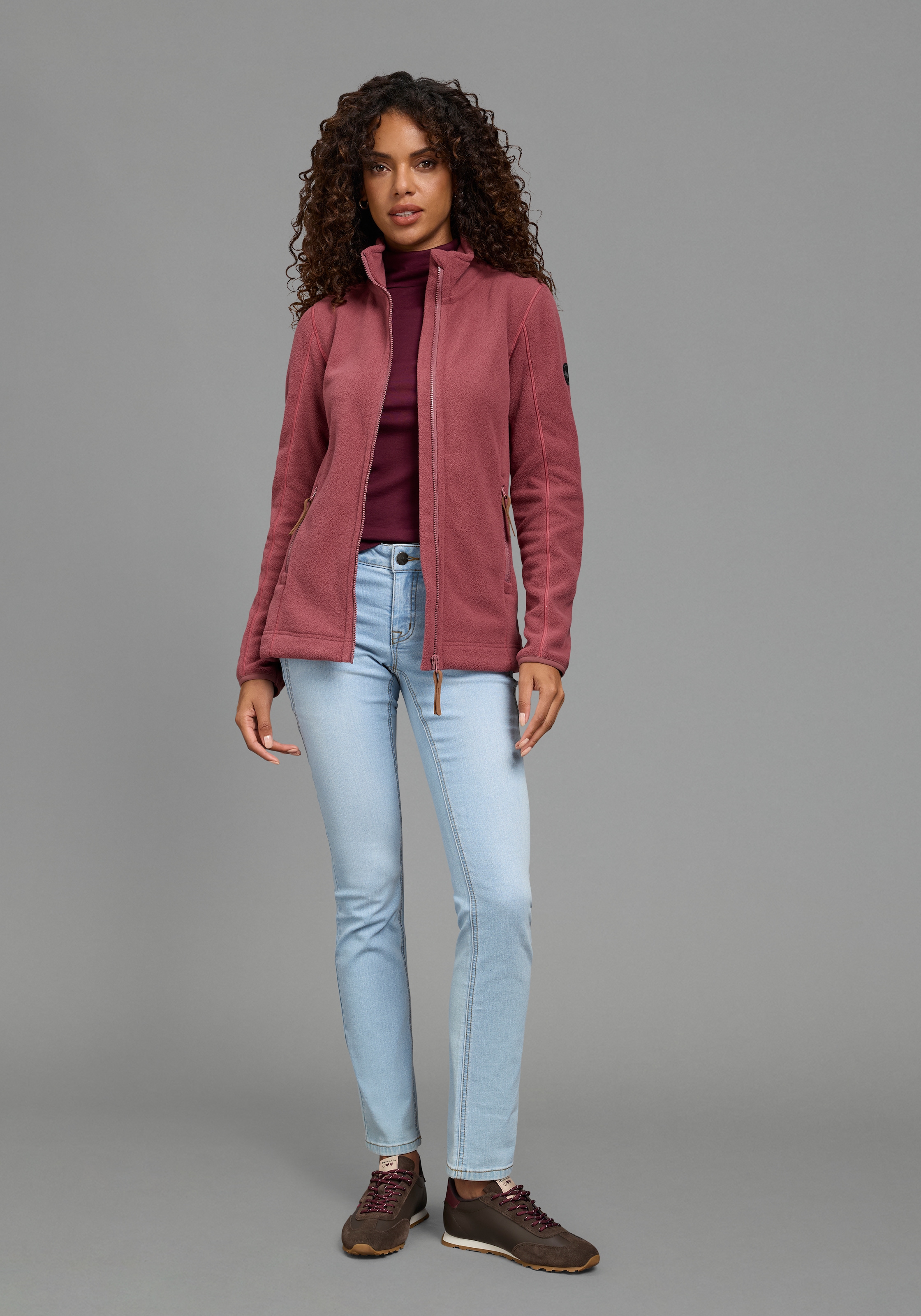 Polarino Fleecejacke ohne Kapuze für kalte Tage,  aus Fleece,  lässiger Look
