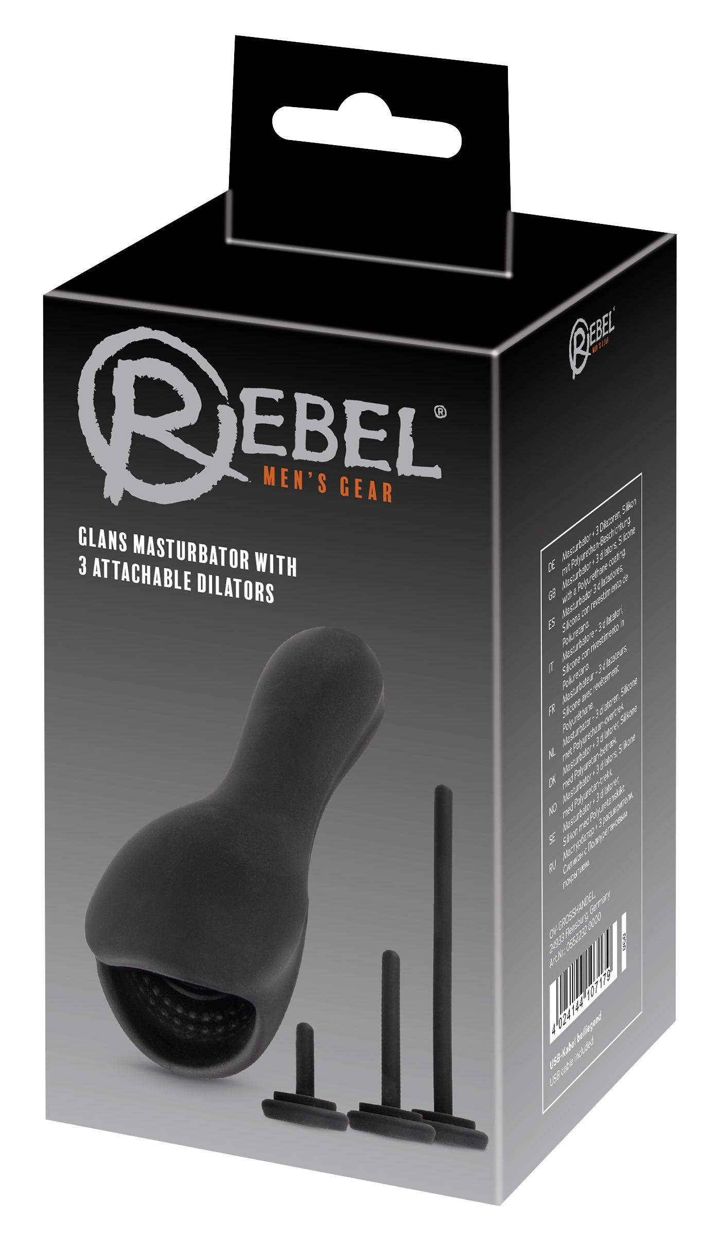 REBEL Masturbator »Masturbator mit Vibration Glans Masturbator with 3 attachable Dilators«