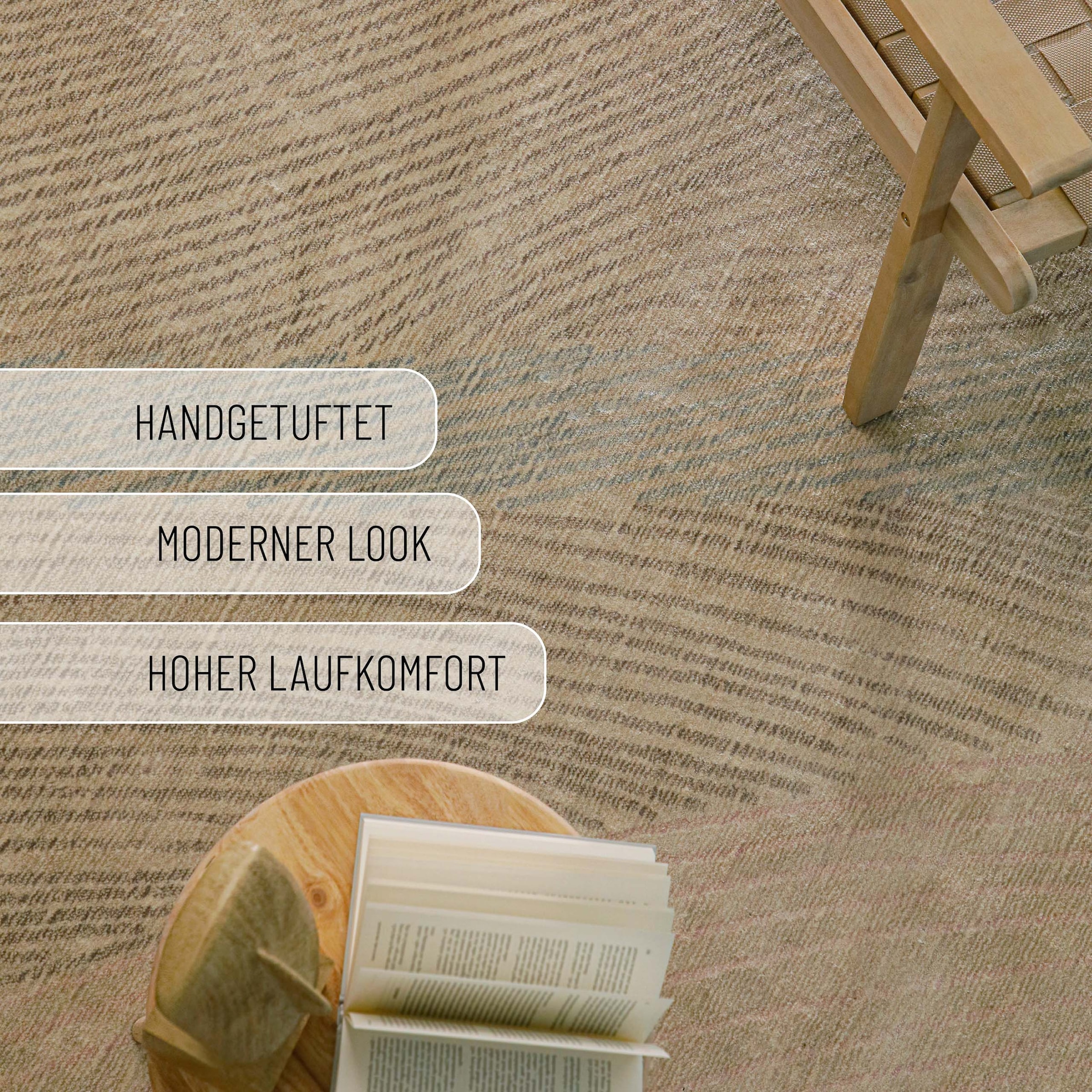 Wecon home Teppich »Skai« rechteckig 6 mm Höhe VIskose/Wolle, modern, abstrakt, handgetuftet, robust, pflegeleicht