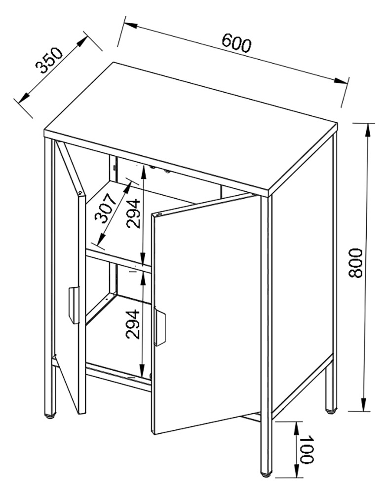 VCM Kommode »Stahl Kommode Sideboard Schrank Drehtüren Flokas S« 1 Stk. tlg.