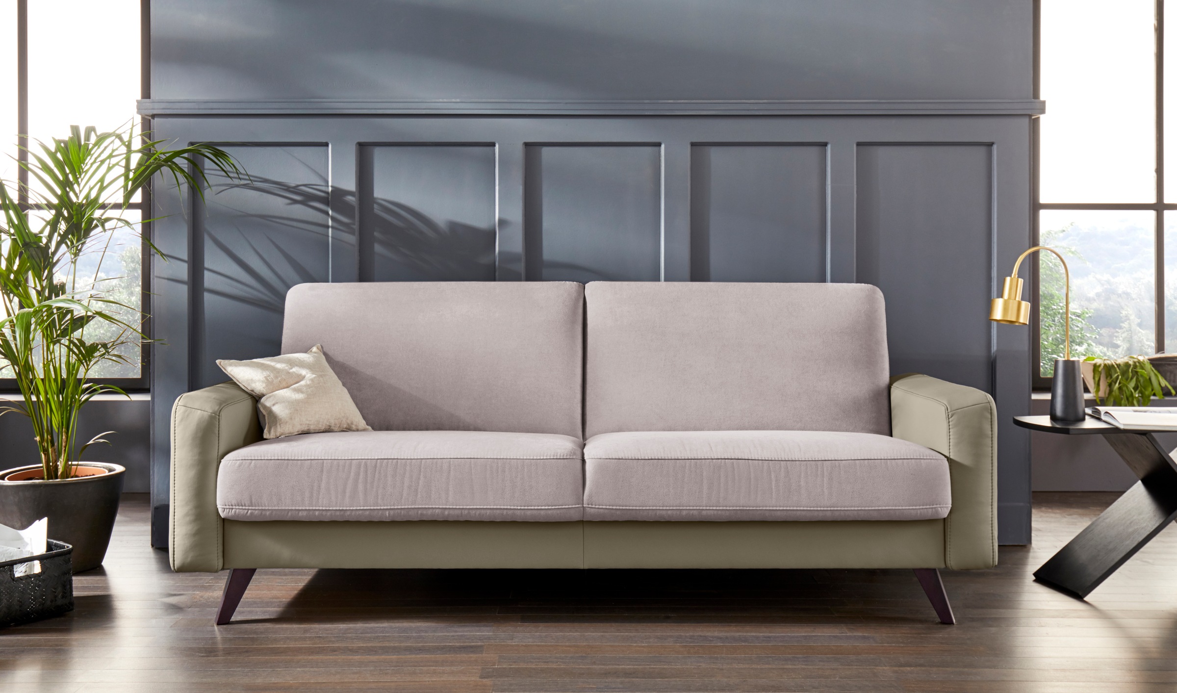 exxpo - sofa fashion 3-Sitzer »Samso, elegant und bequem, toller Sitzkomfort, Schlafsofa«, Kippcouch, inklusive Bettfunktion und Bettkasten, Komfortsitzhöhe 49cm