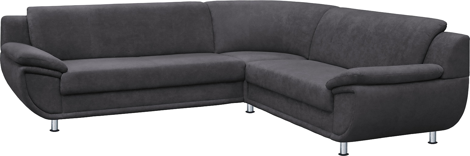 TRENDMANUFAKTUR Ecksofa »Rondo wahlweise mit Schlaffunktion, bequeme Armlehnen, Bestseller« L-Form, wahlweise mit Federkern bestellbar, Füße chromfarben