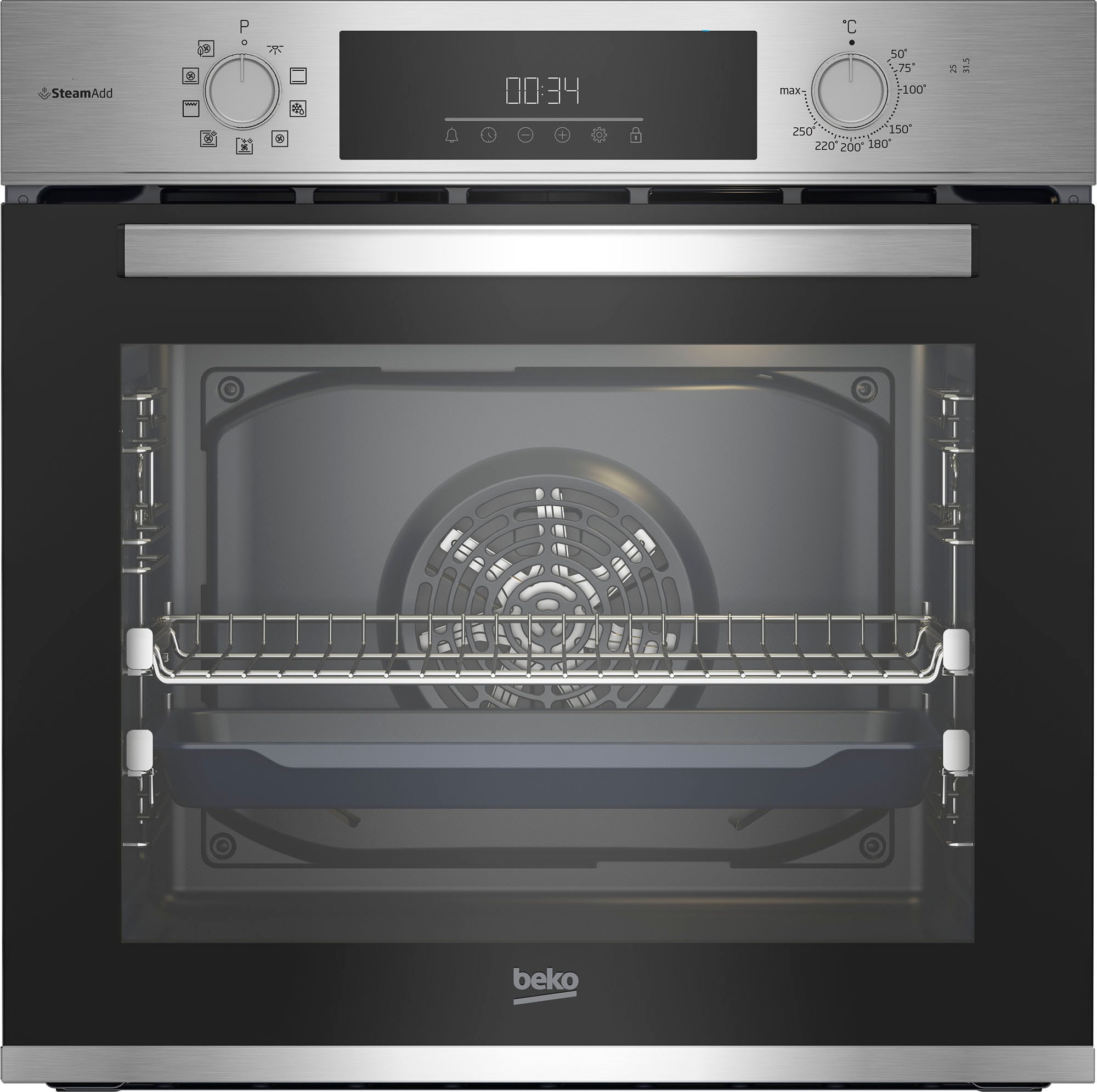 BEKO Einbaubackofen  »BBIS12301XE«, mit 2-fach-Teleskopauszug, SteamShine, SteamAdd Dampffunktion