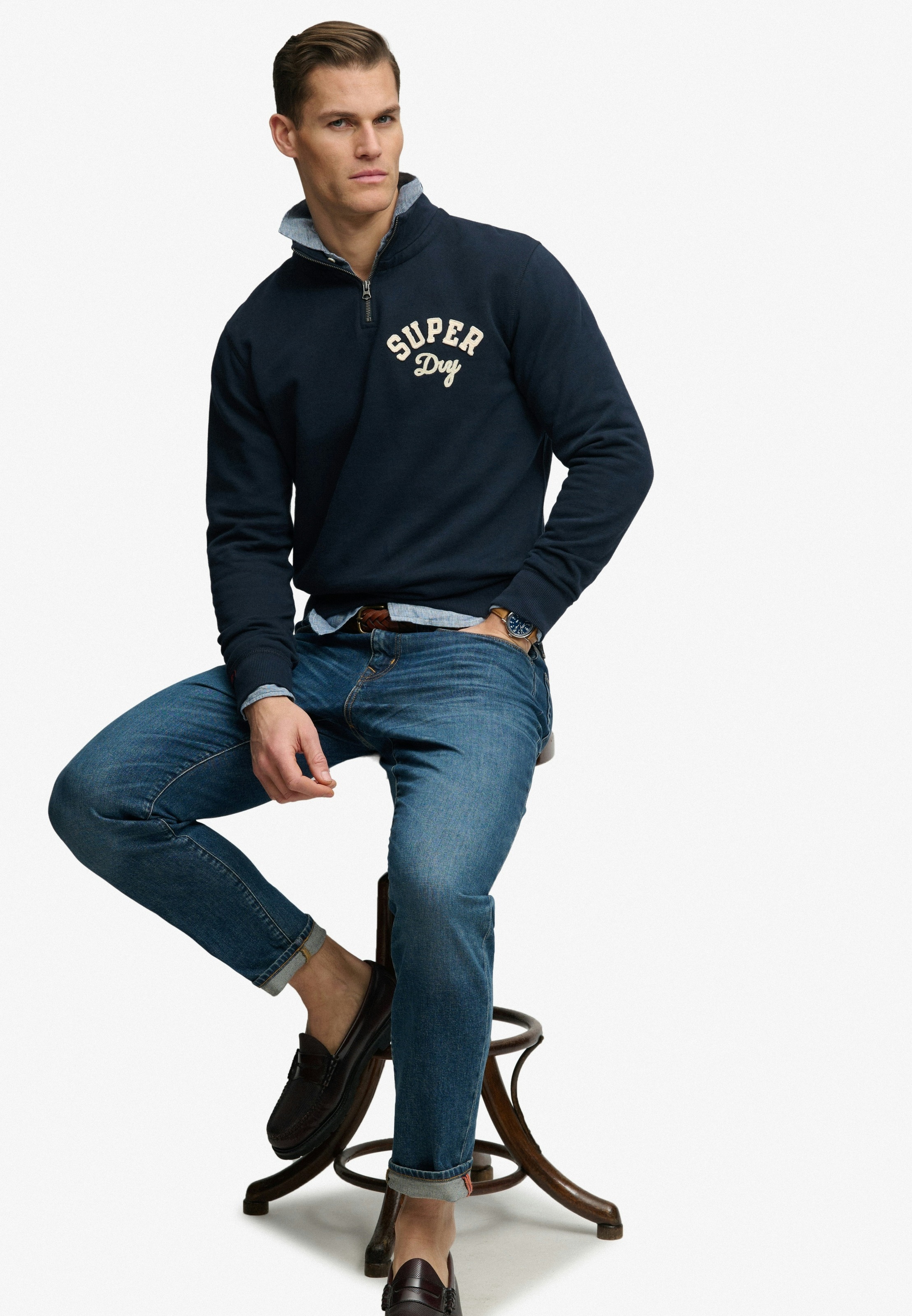 Superdry Sweatshirt »VINTAGE ATHLETIC HALF ZIP«, mit hoch geschlossenem Ausschnitt, Loose Fit, in normaler Länge
